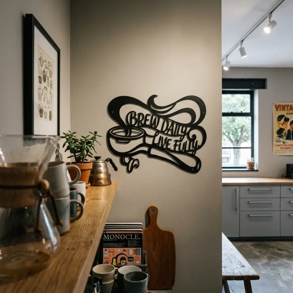 Coffee Portafilter Metal Wall Art – Brew Daily Live Fully, Kitchen Decor — 6