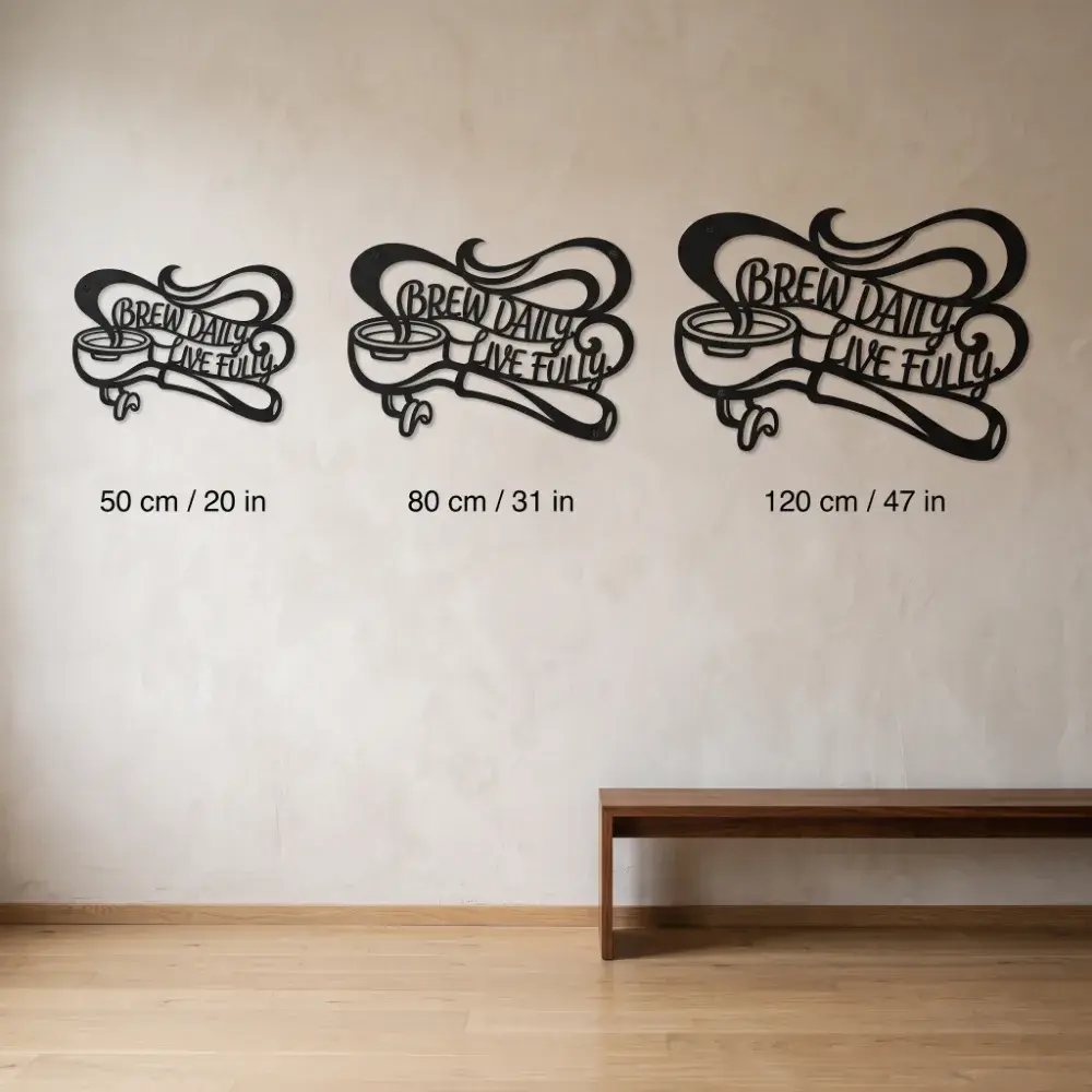 Coffee Portafilter Metal Wall Art – Brew Daily Live Fully, Kitchen Decor — 9