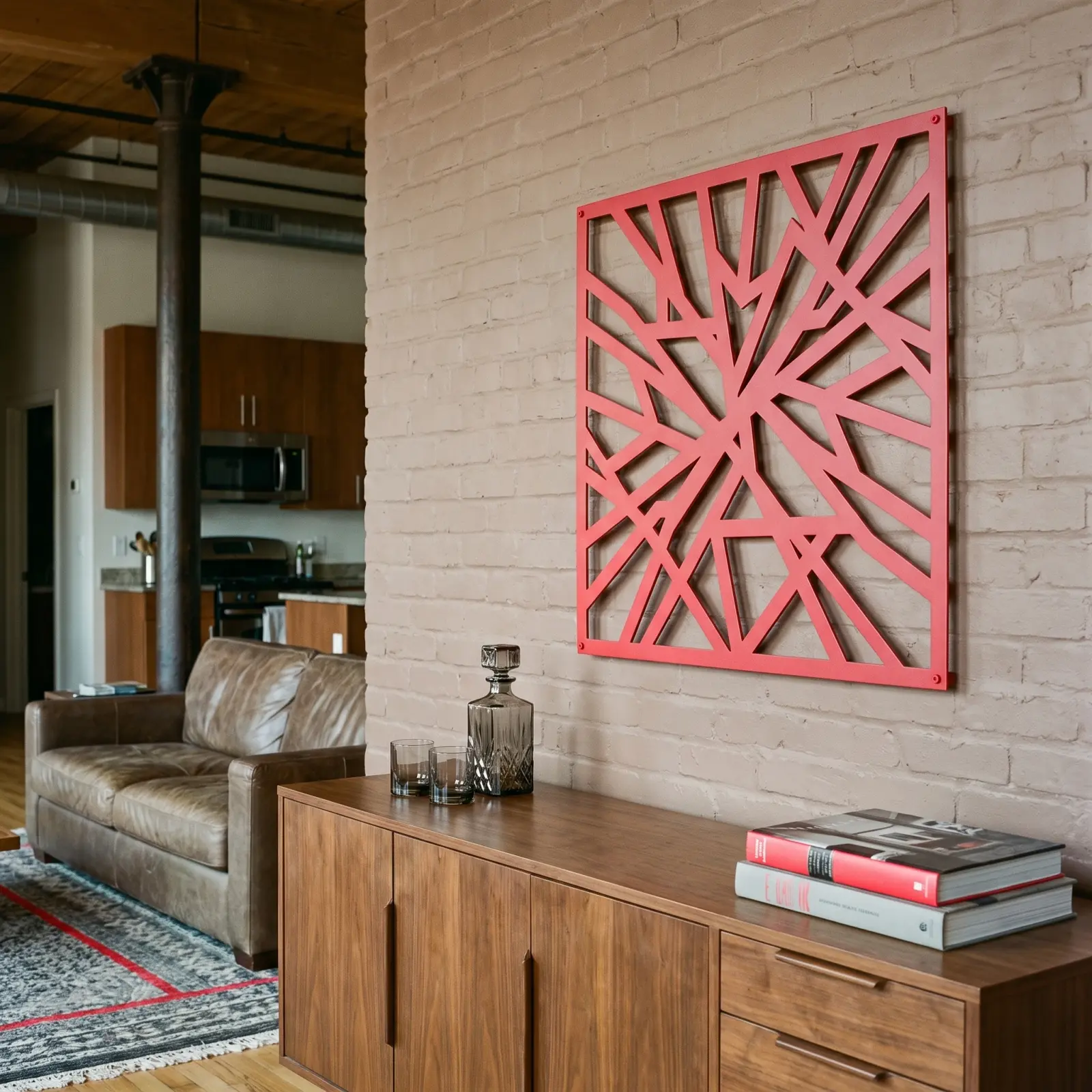 Shattered Glass Geometric Metal Wall Art – Fracture Point, Modern Entryway Decor