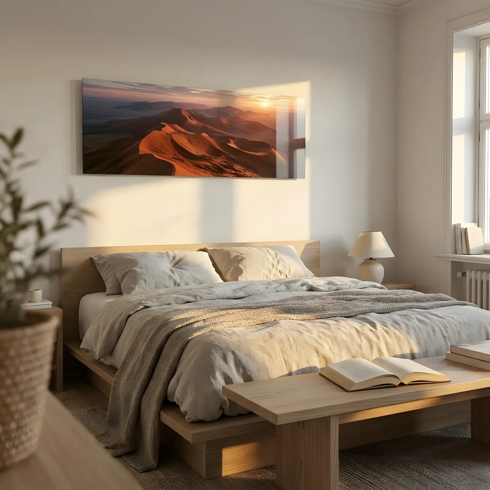 Desert Dune Sunrise Panoramic Landscape | Glass Wall Art — 2