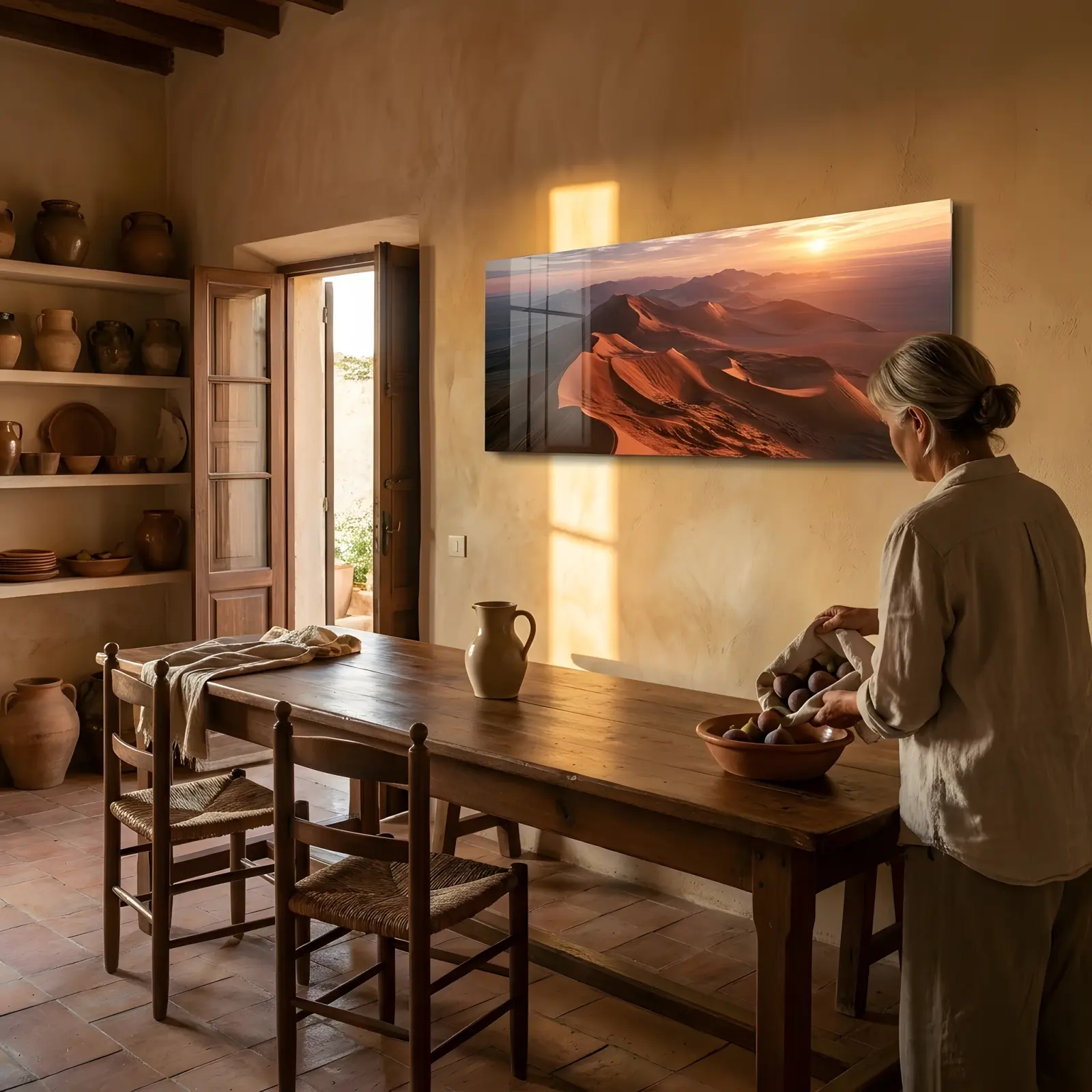 Desert Dune Sunrise Panoramic Landscape | Glass Wall Art — 3