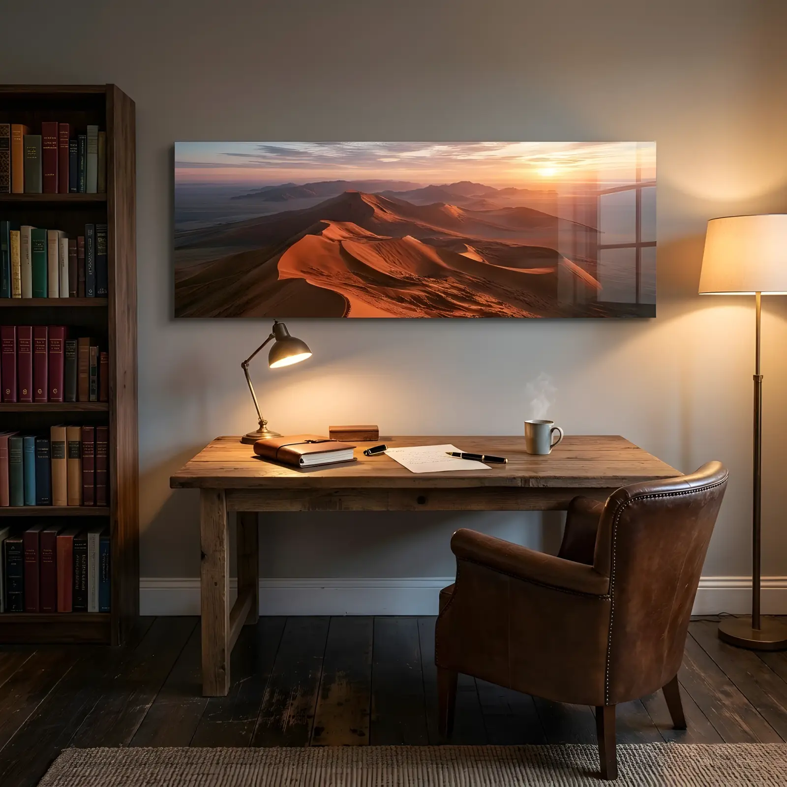 Desert Dune Sunrise Panoramic Landscape | Glass Wall Art — 4