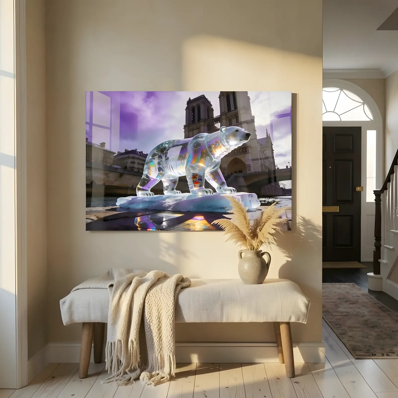 Crystal Polar Bear Wall Art Paris Cathedral Scene | Glass Wall Art — 6