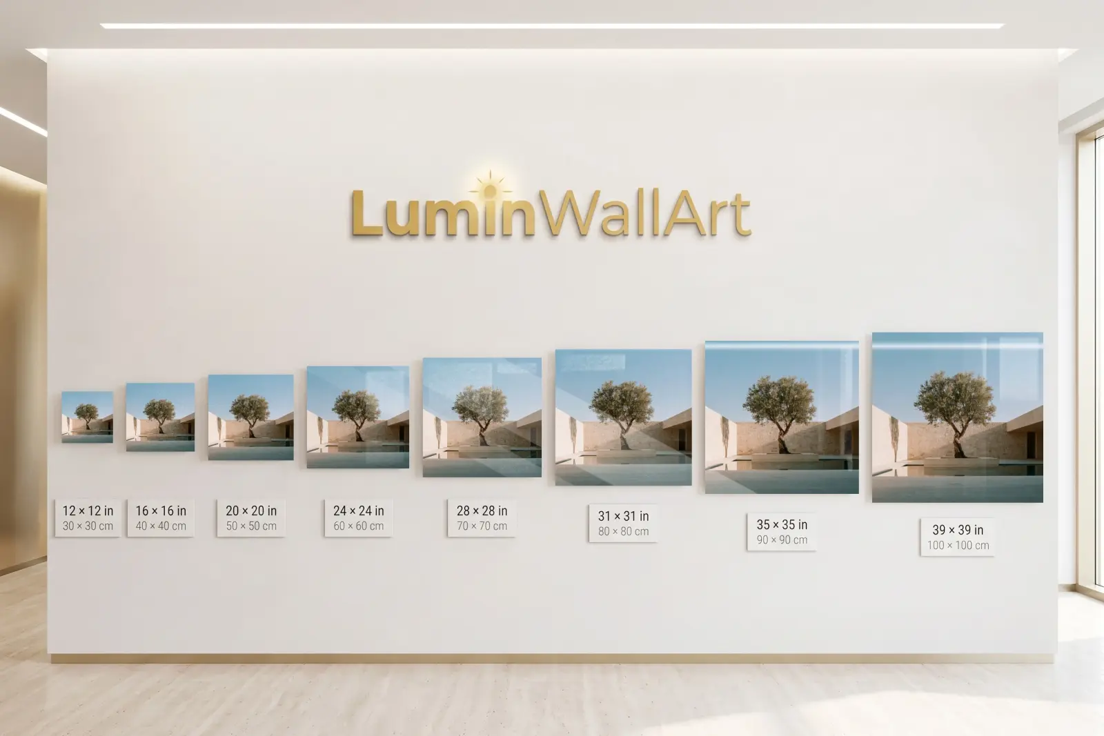 Olive Tree Wall Art Minimal Stone Courtyard | Glass Wall Art — 7
