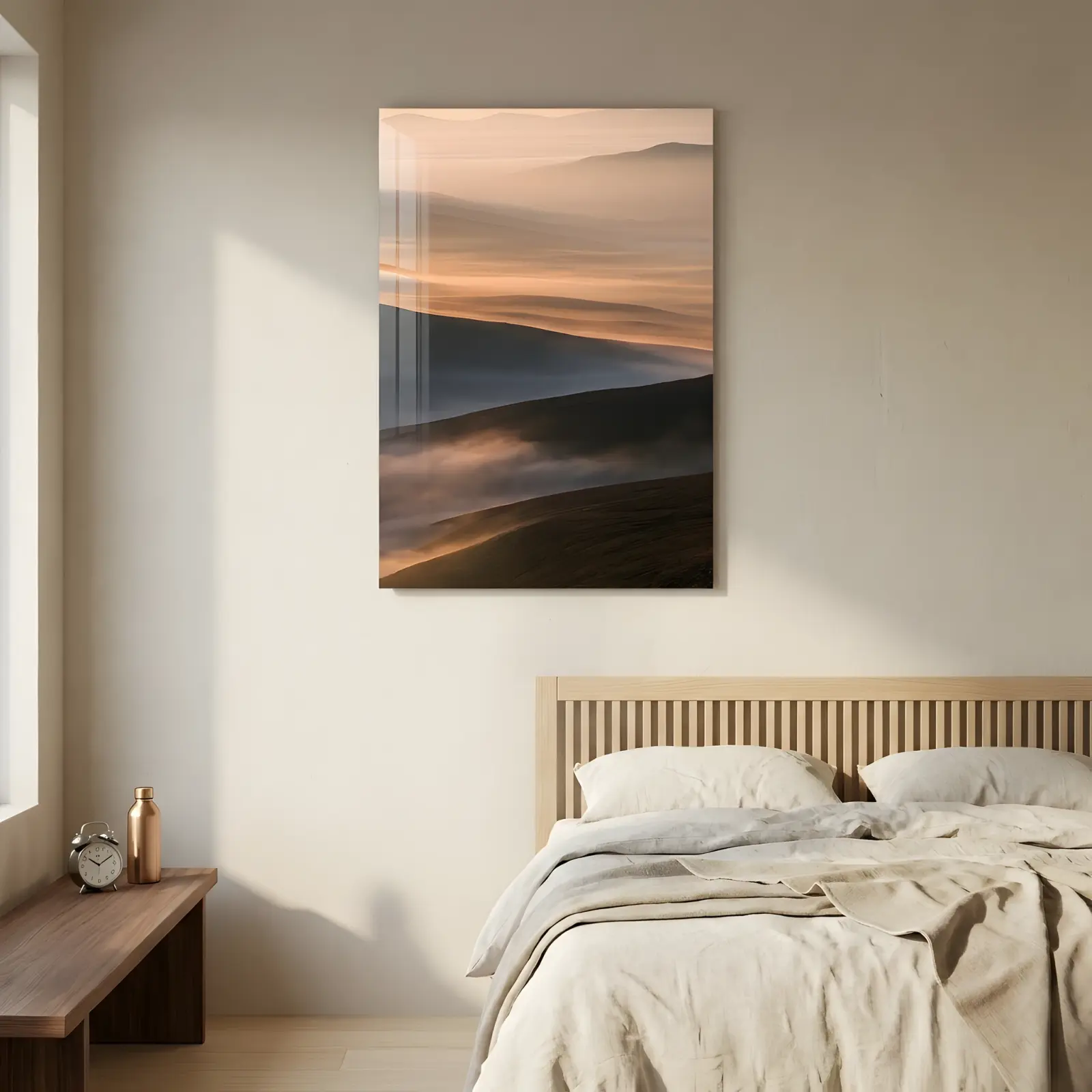 Misty Mountain Layers Sunrise Fog Ridges | Glass Wall Art