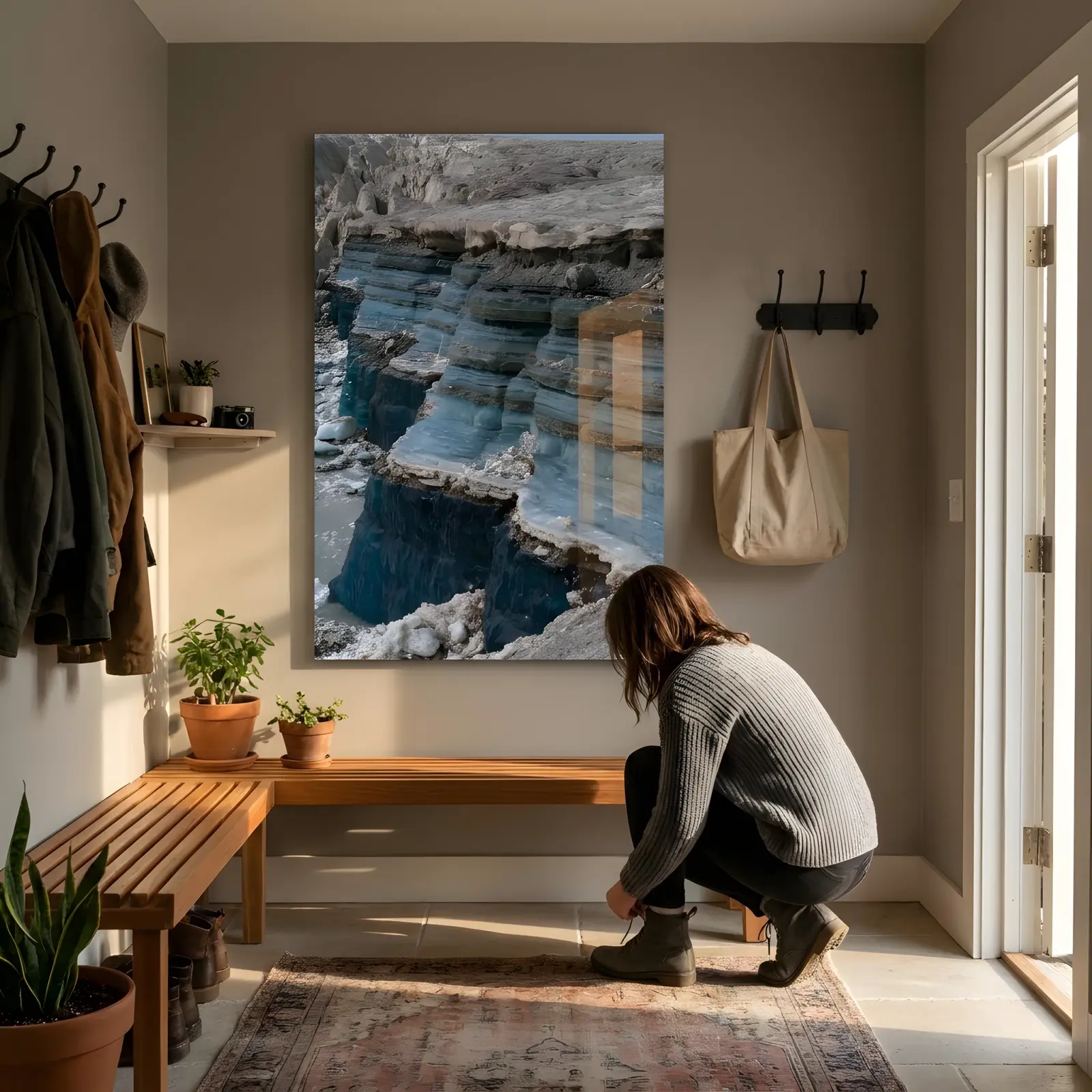Glacier Ice Wall Art Blue Layered Arctic Photography | Glass Wall Decor — 3