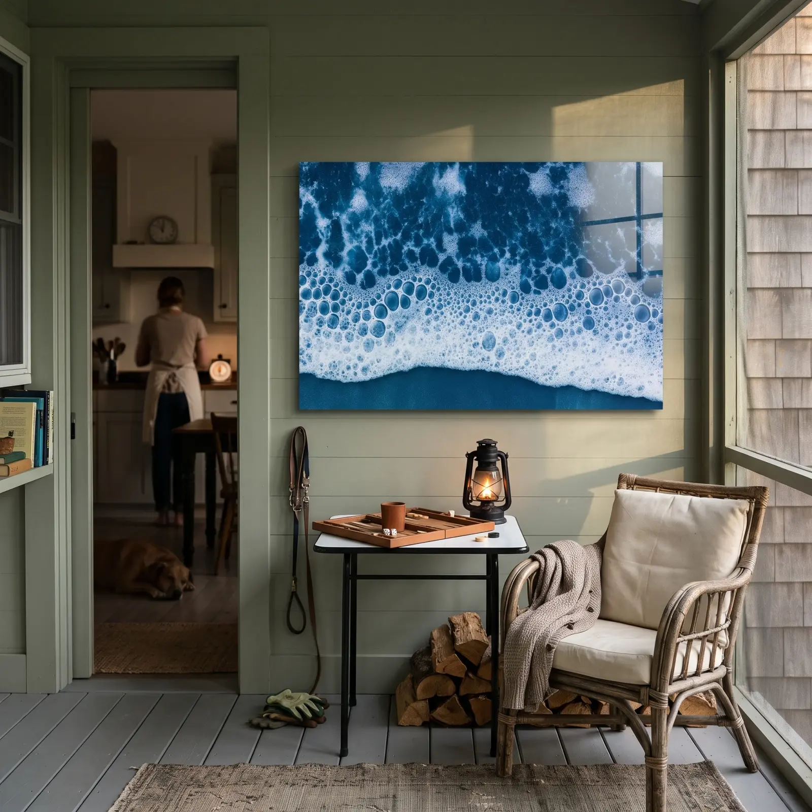 Ocean Foam Glass Wall Art Indigo Shoreline Tempered Glass Print — 4