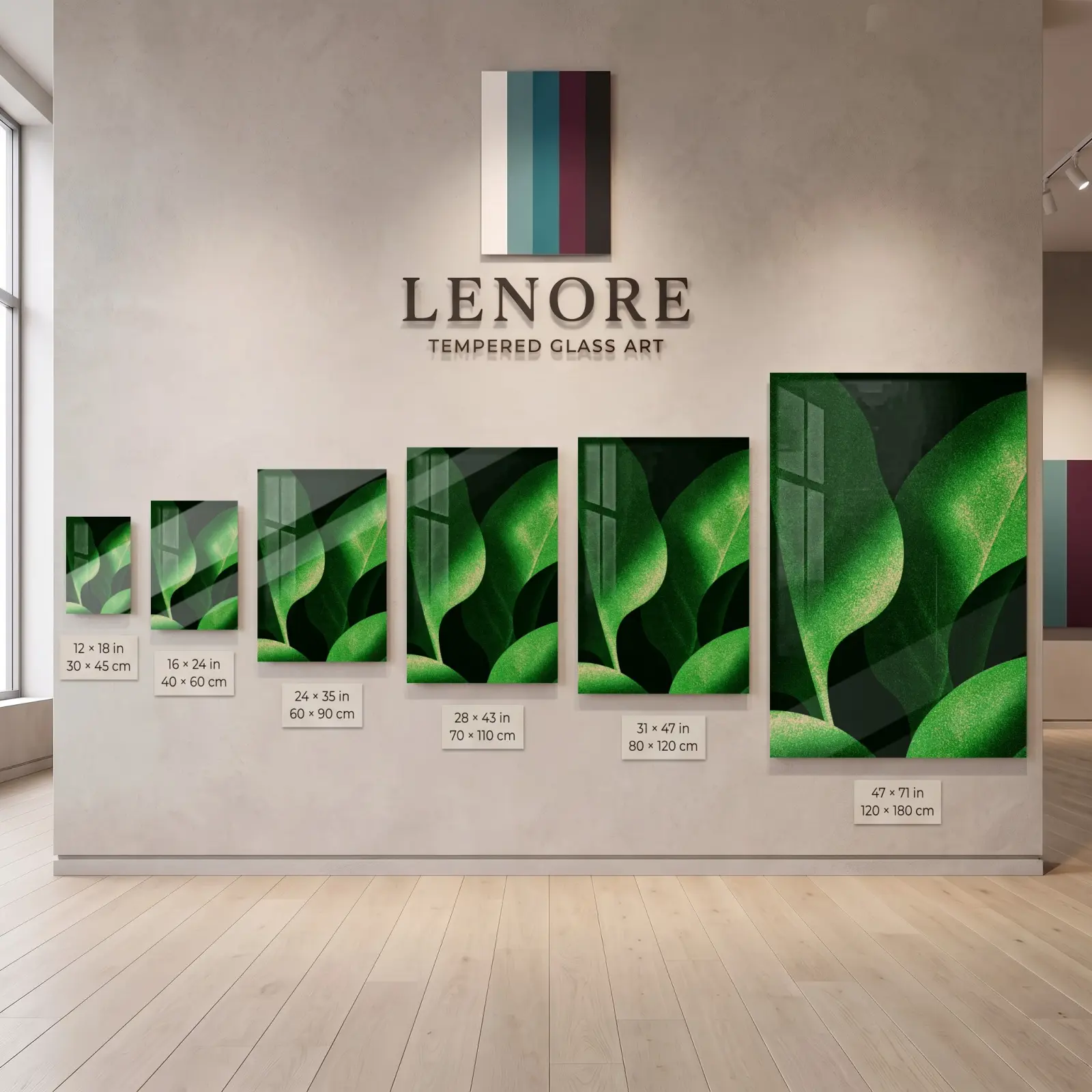 Green Leaf Glass Wall Art Dark Botanical Decor | Tempered Glass Print — 5