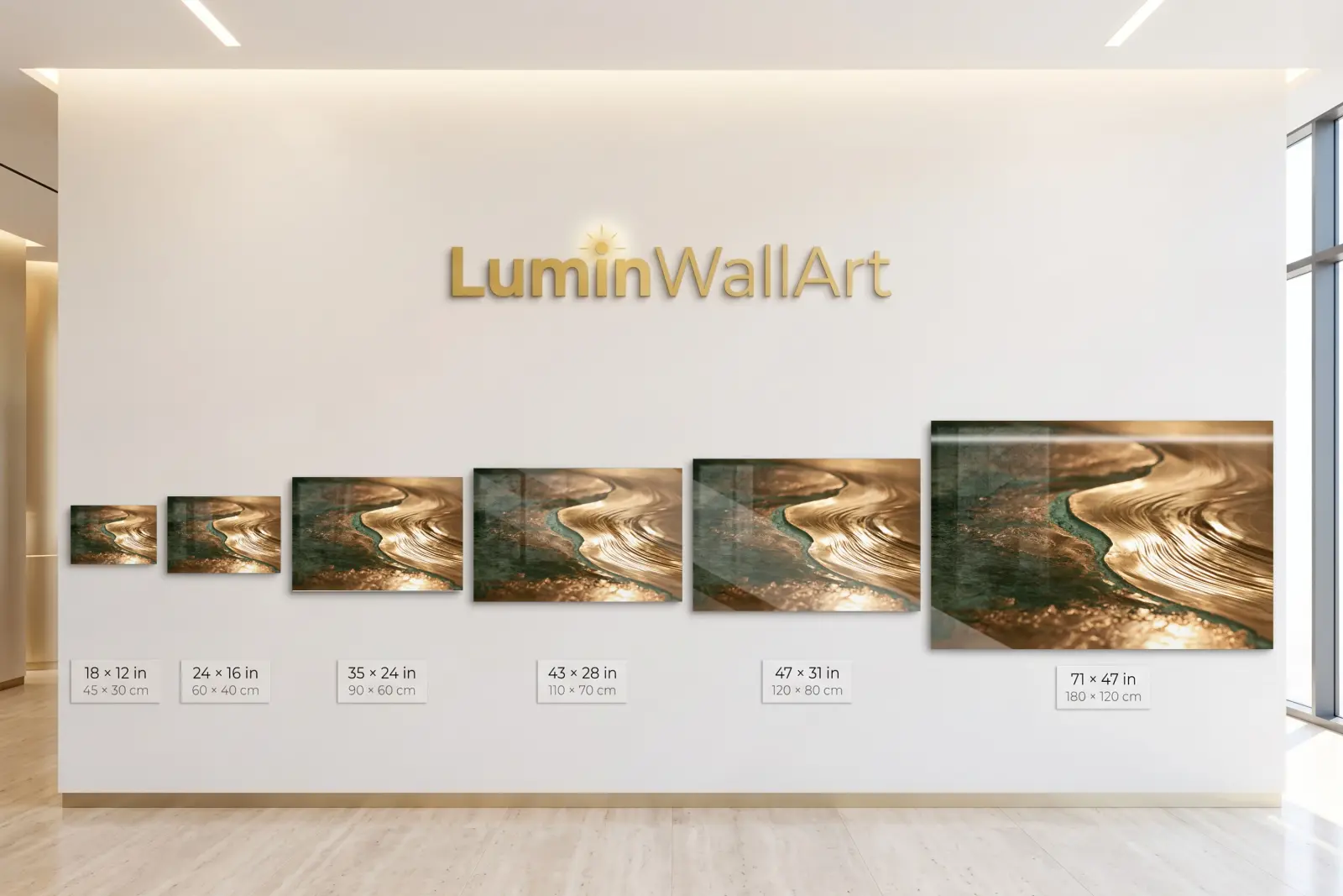 Gold Abstract Shoreline Teal Patina Art | Glass Wall Art — 5