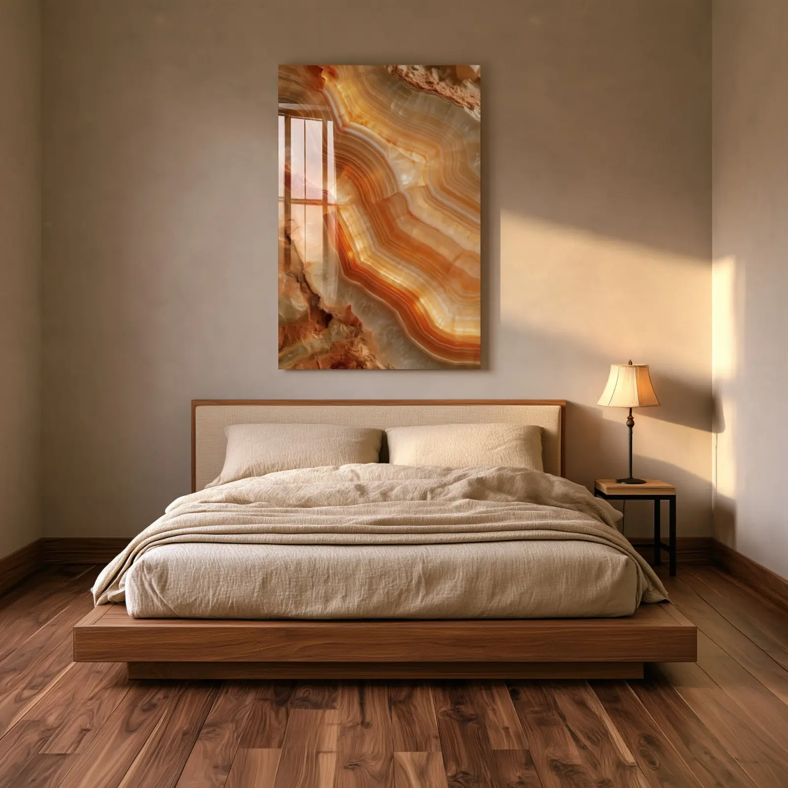 Amber Onyx Agate Geode Banded Stone Layers | Glass Wall Art — 3