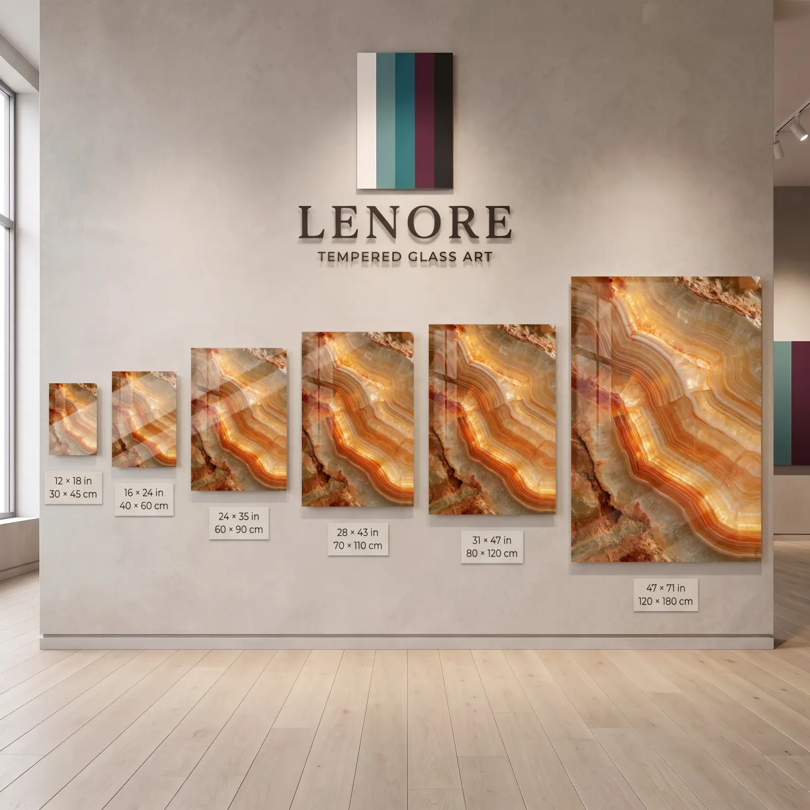Amber Onyx Agate Geode Banded Stone Layers | Glass Wall Art — 5