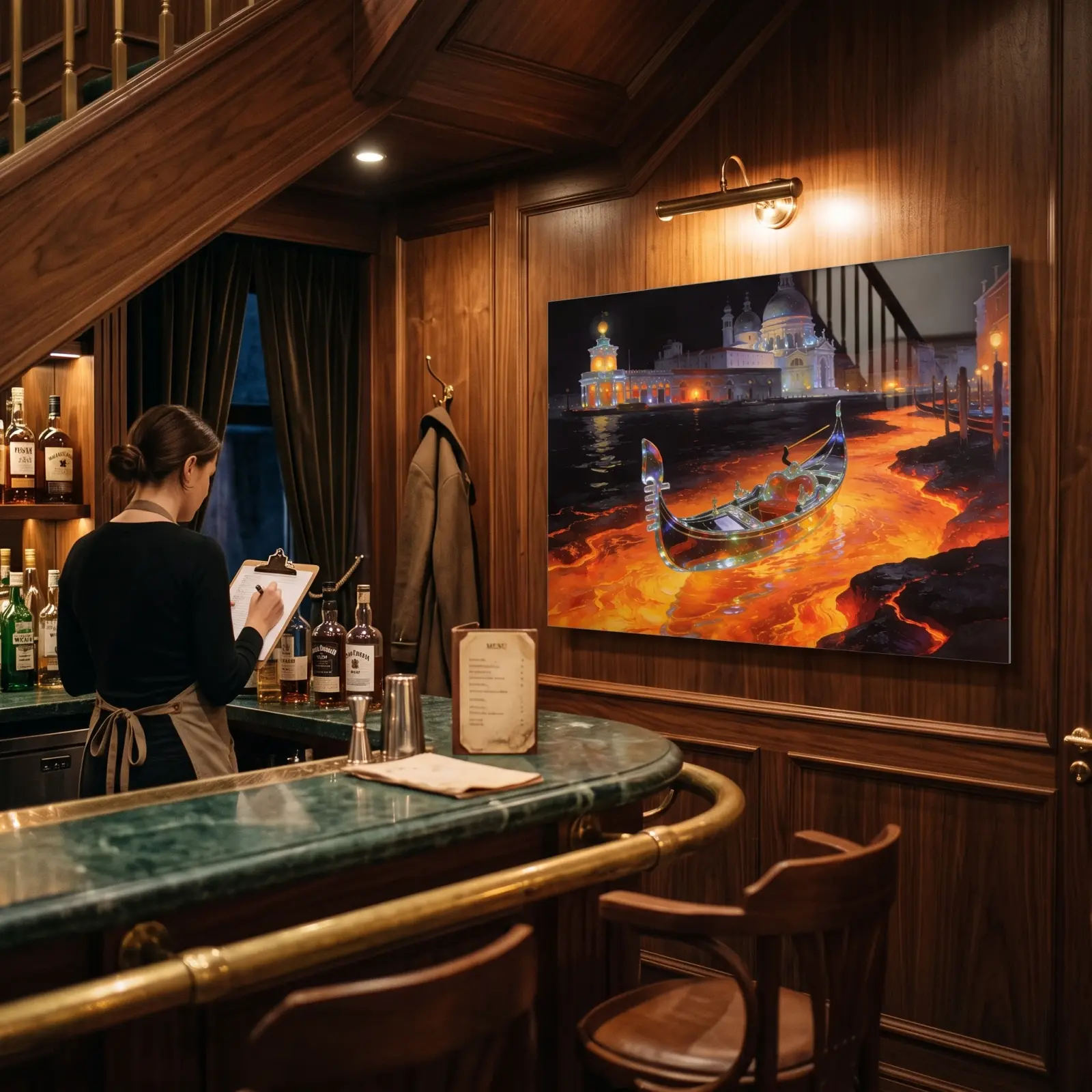 Venice Gondola Night Art Molten Canal Scene | Glass Wall Art — 3