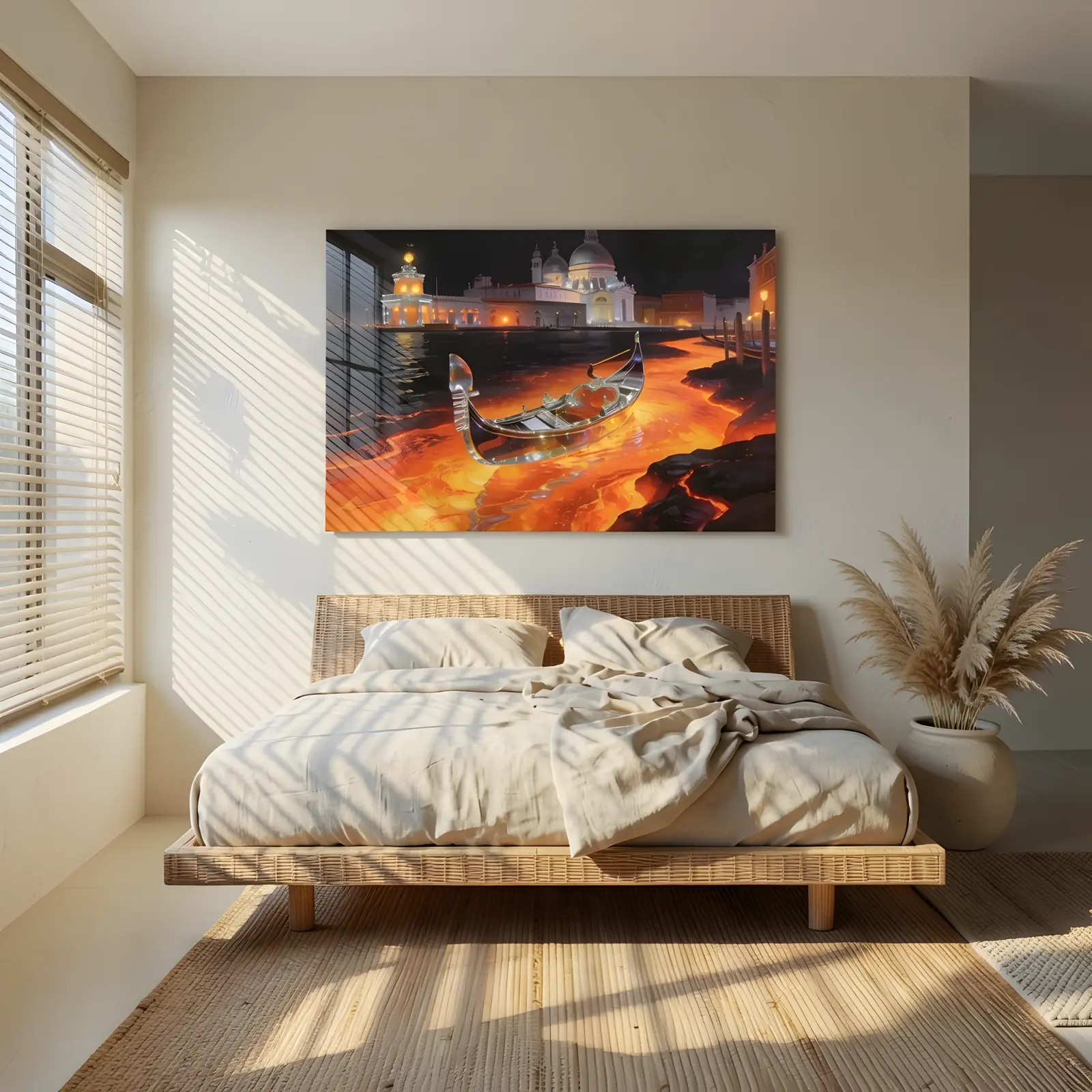 Venice Gondola Night Art Molten Canal Scene | Glass Wall Art — 7