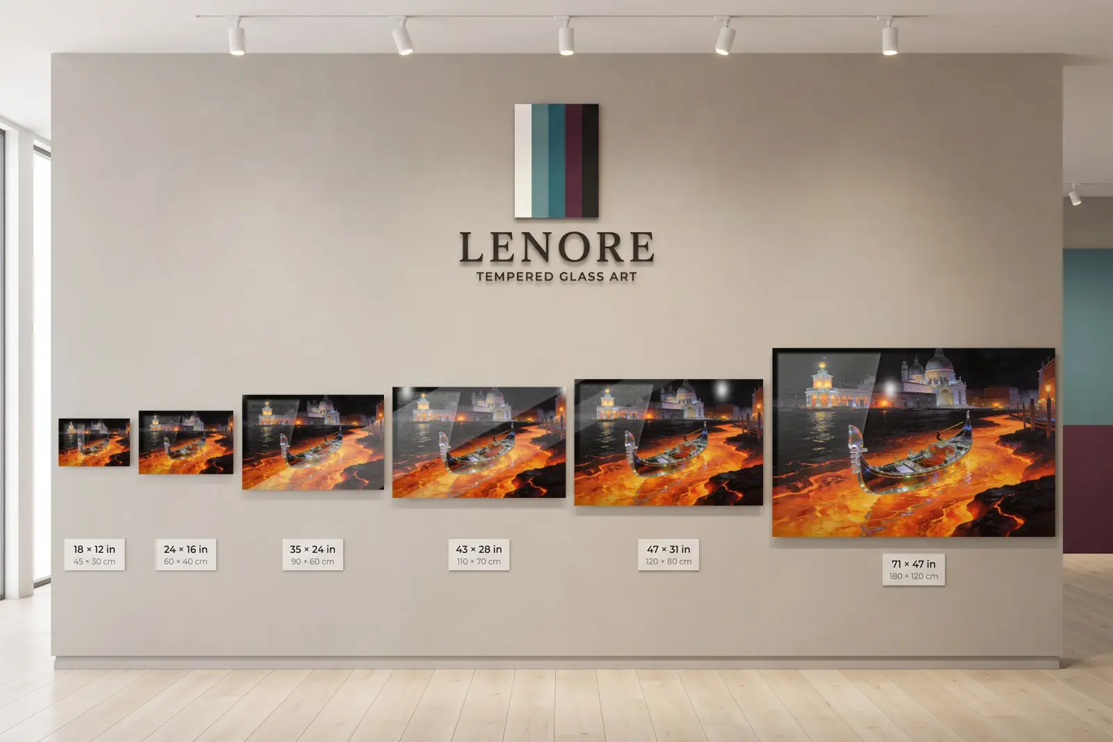 Venice Gondola Night Art Molten Canal Scene | Glass Wall Art — 8