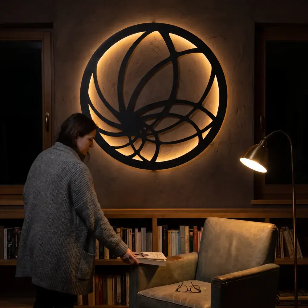 LED Nautilus Metal Wall Art – Nautilus Drift, Backlit Living Room Decor — 3