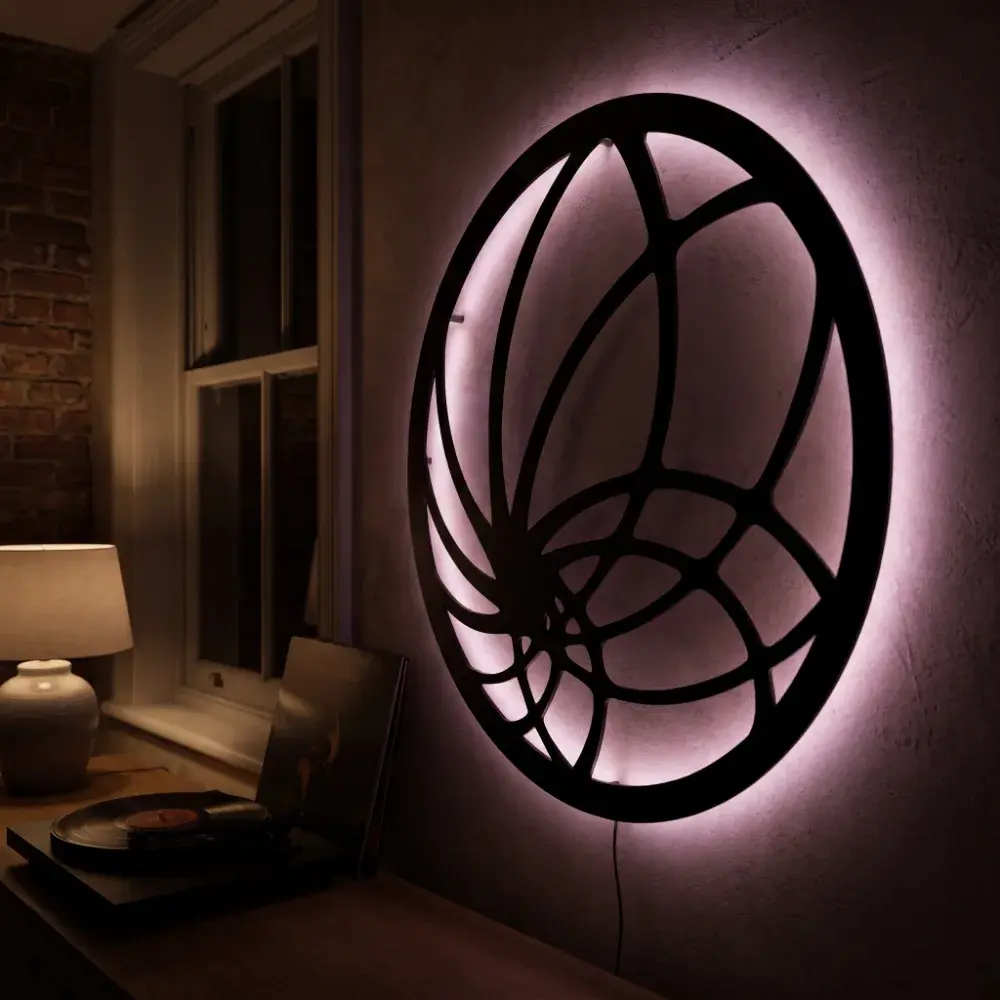 LED Nautilus Metal Wall Art – Nautilus Drift, Backlit Living Room Decor — 8