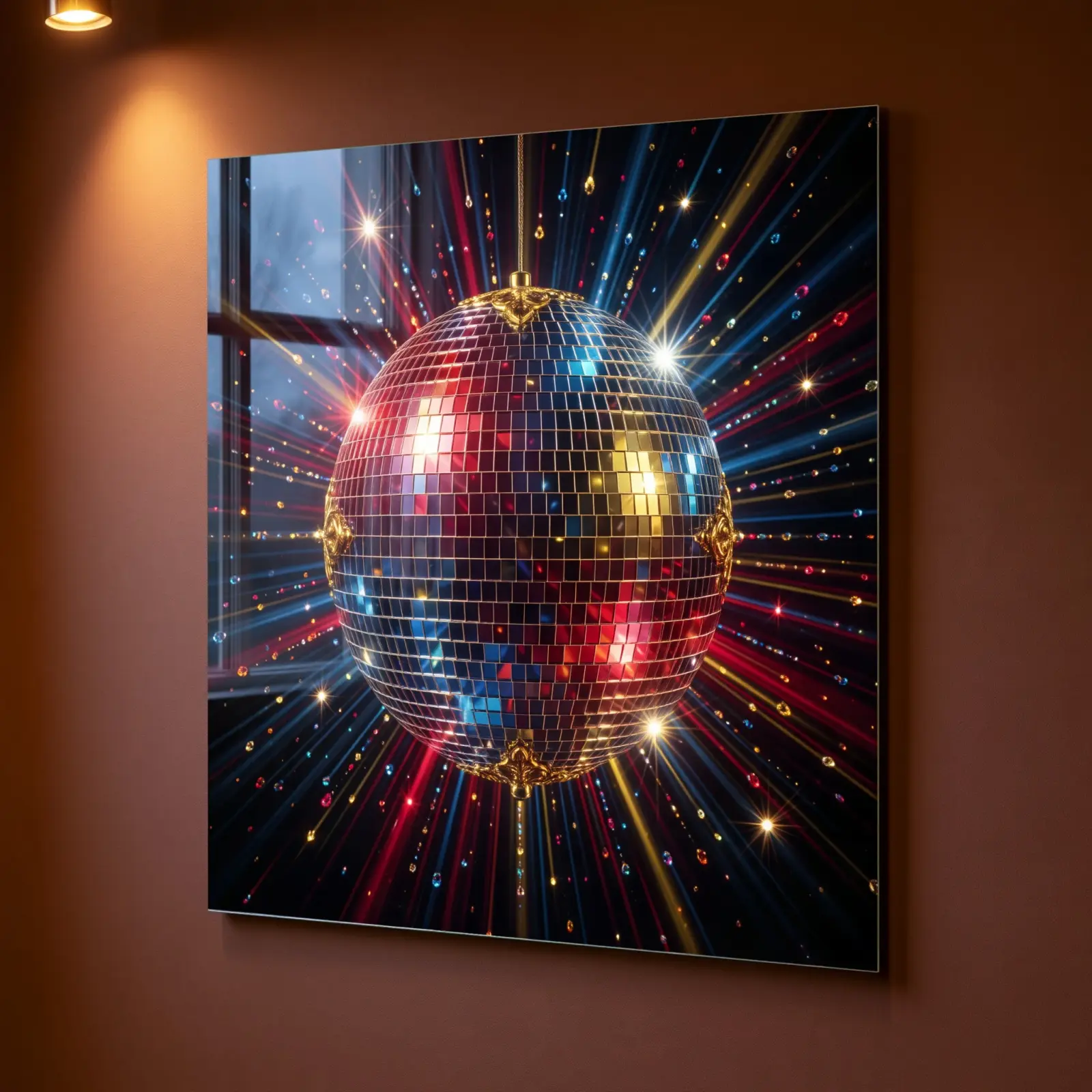 Disco Ball Glass Wall Art Retro Nightlife Decor | Tempered Glass Print