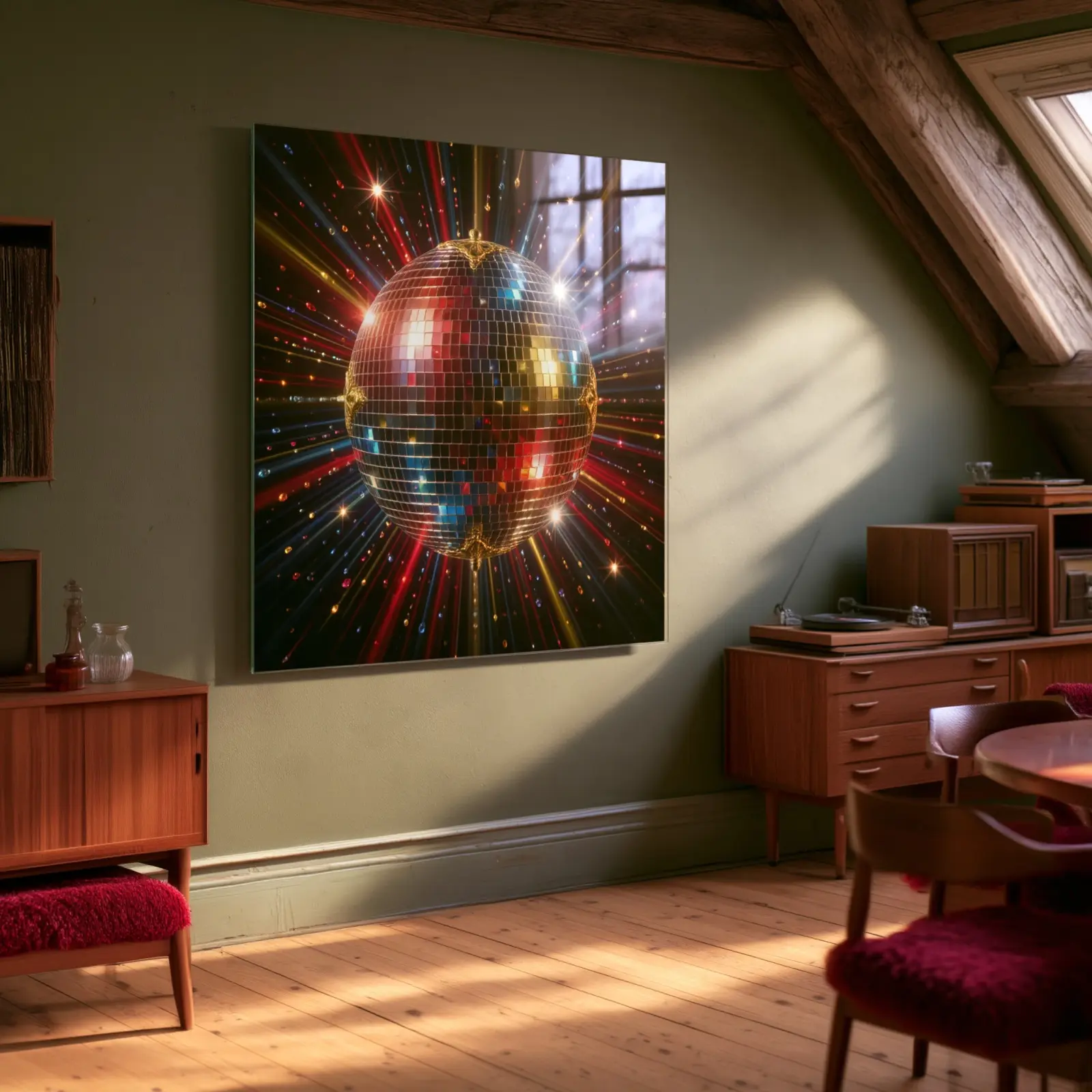 Disco Ball Glass Wall Art Retro Nightlife Decor | Tempered Glass Print — 4