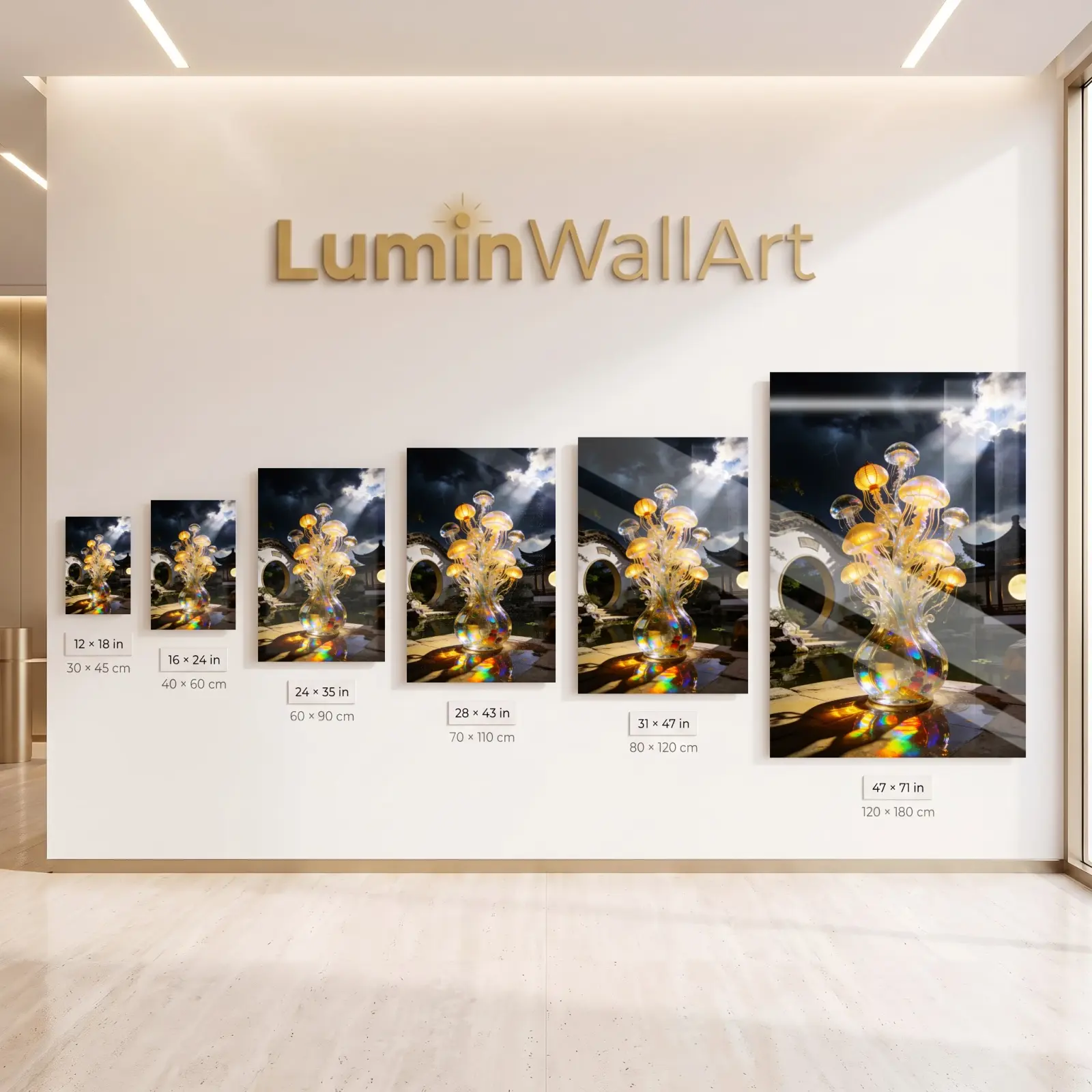 Jellyfish Glass Wall Art Moon Gate Garden | Tempered Glass Print — 8