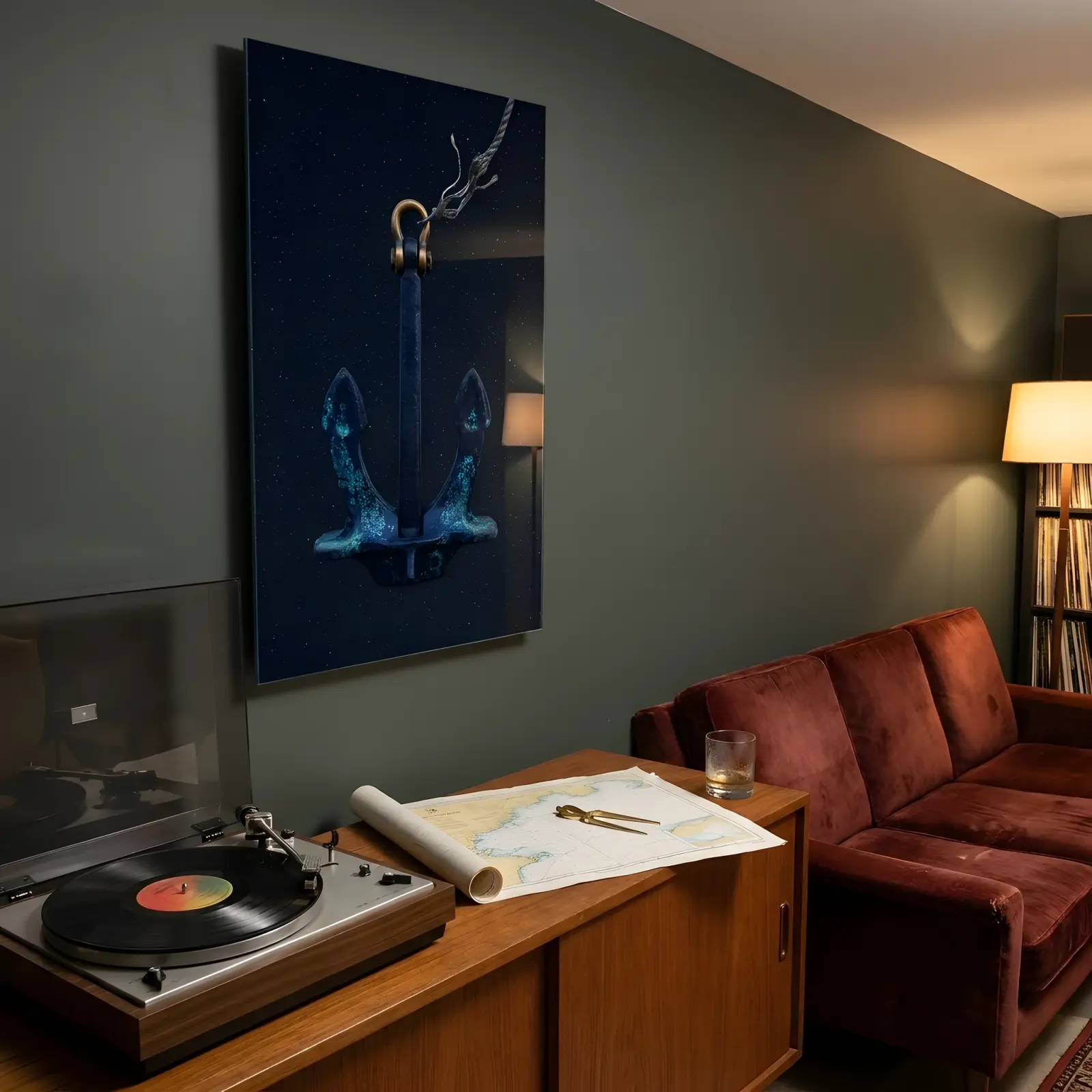 Anchor Night Sky Starfield Nautical Glass Wall Art — 3