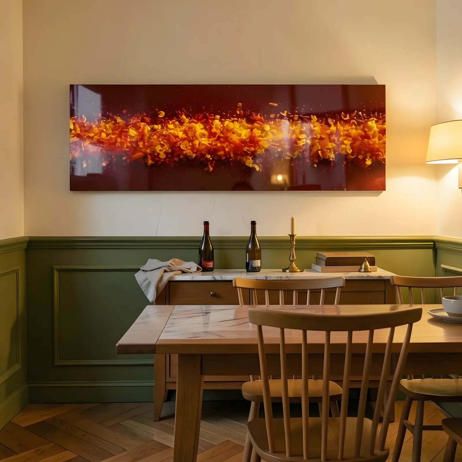 Red Ember Abstract Panorama Horizontal Band | Glass Wall Art — 4