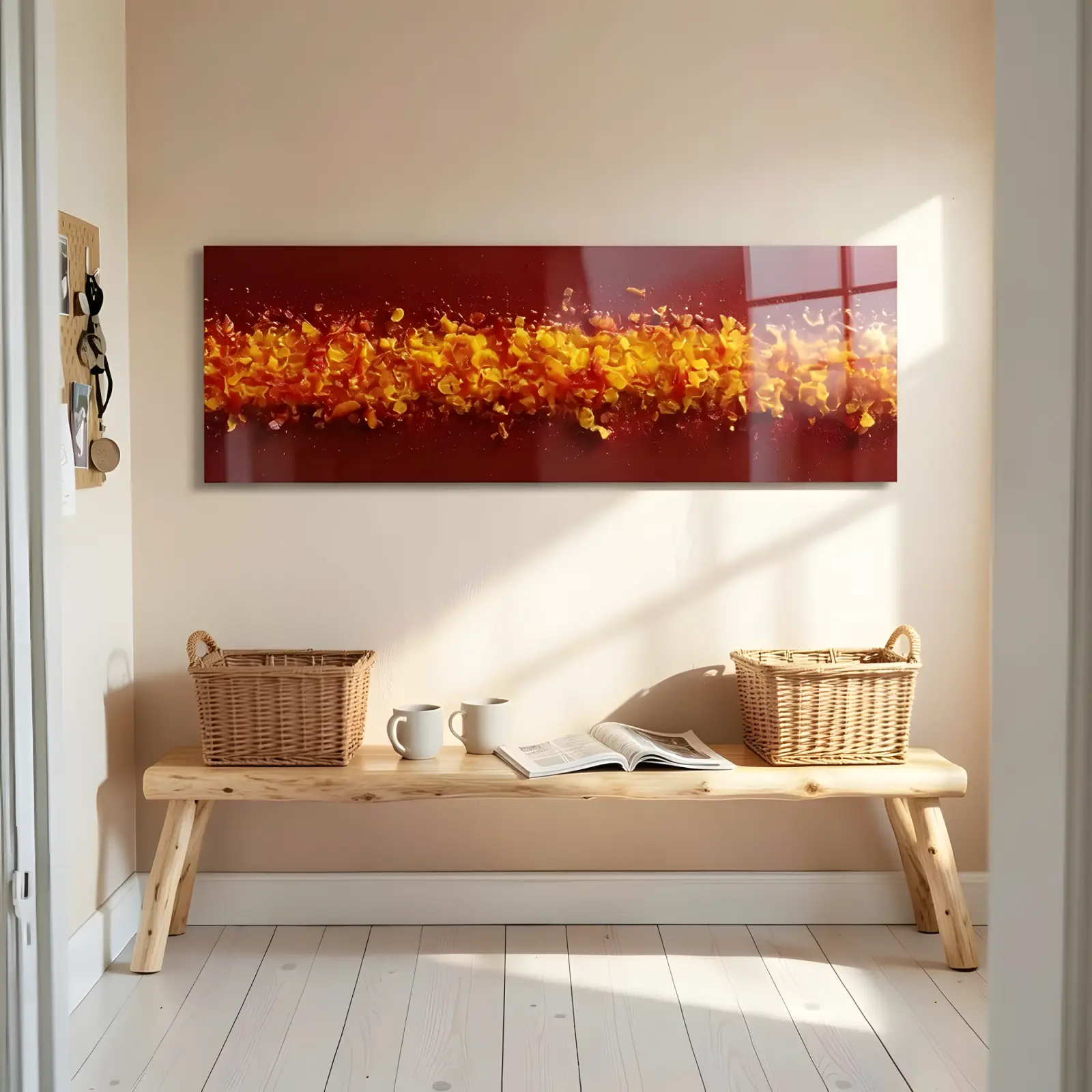 Red Ember Abstract Panorama Horizontal Band | Glass Wall Art — 5