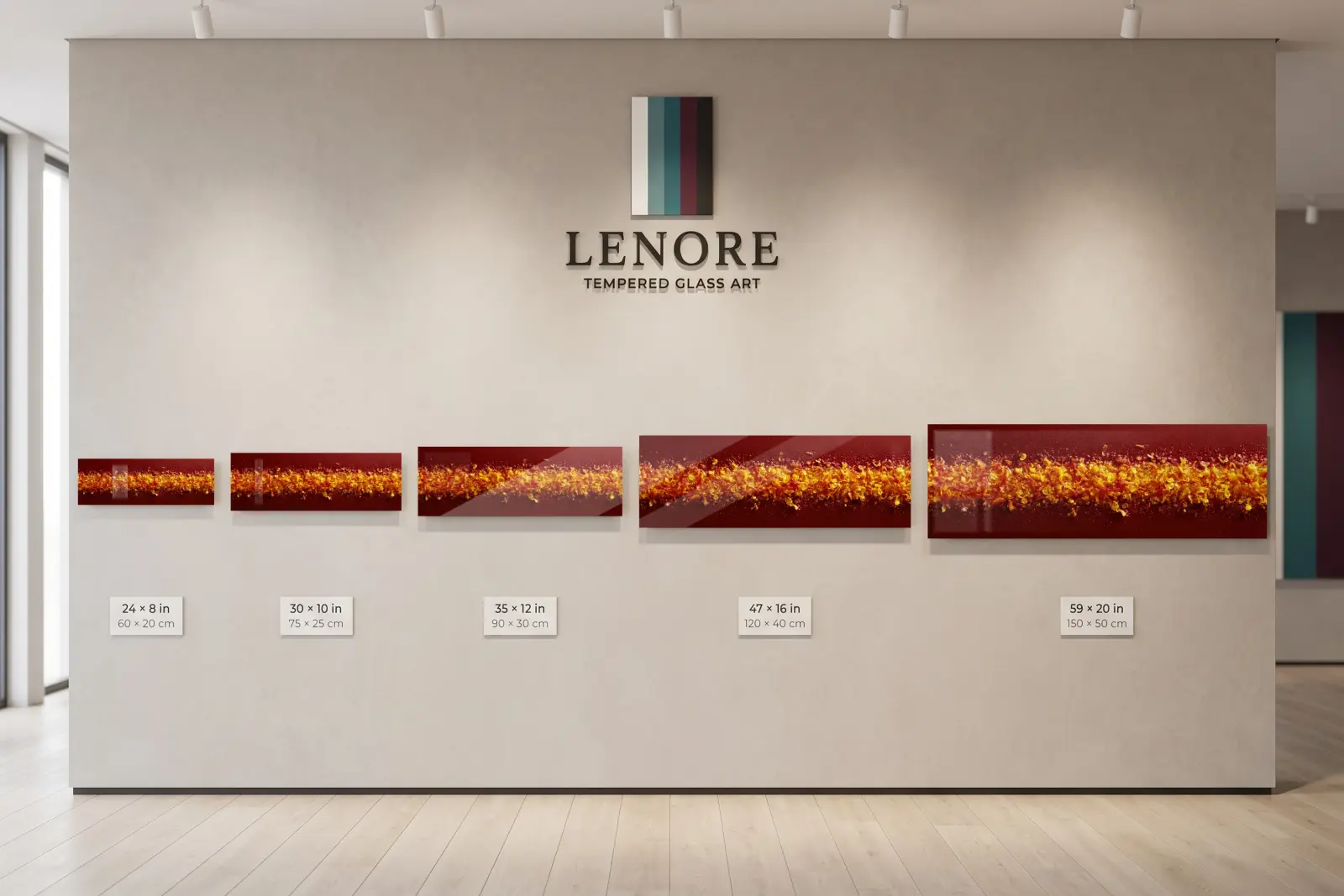 Red Ember Abstract Panorama Horizontal Band | Glass Wall Art — 7