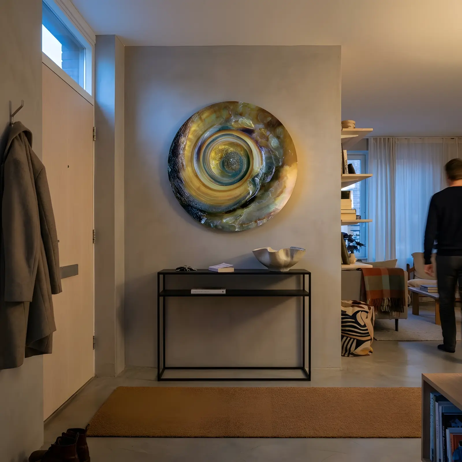 Abalone Shell Spiral Round Amber Nautilus | Glass Wall Art — 3
