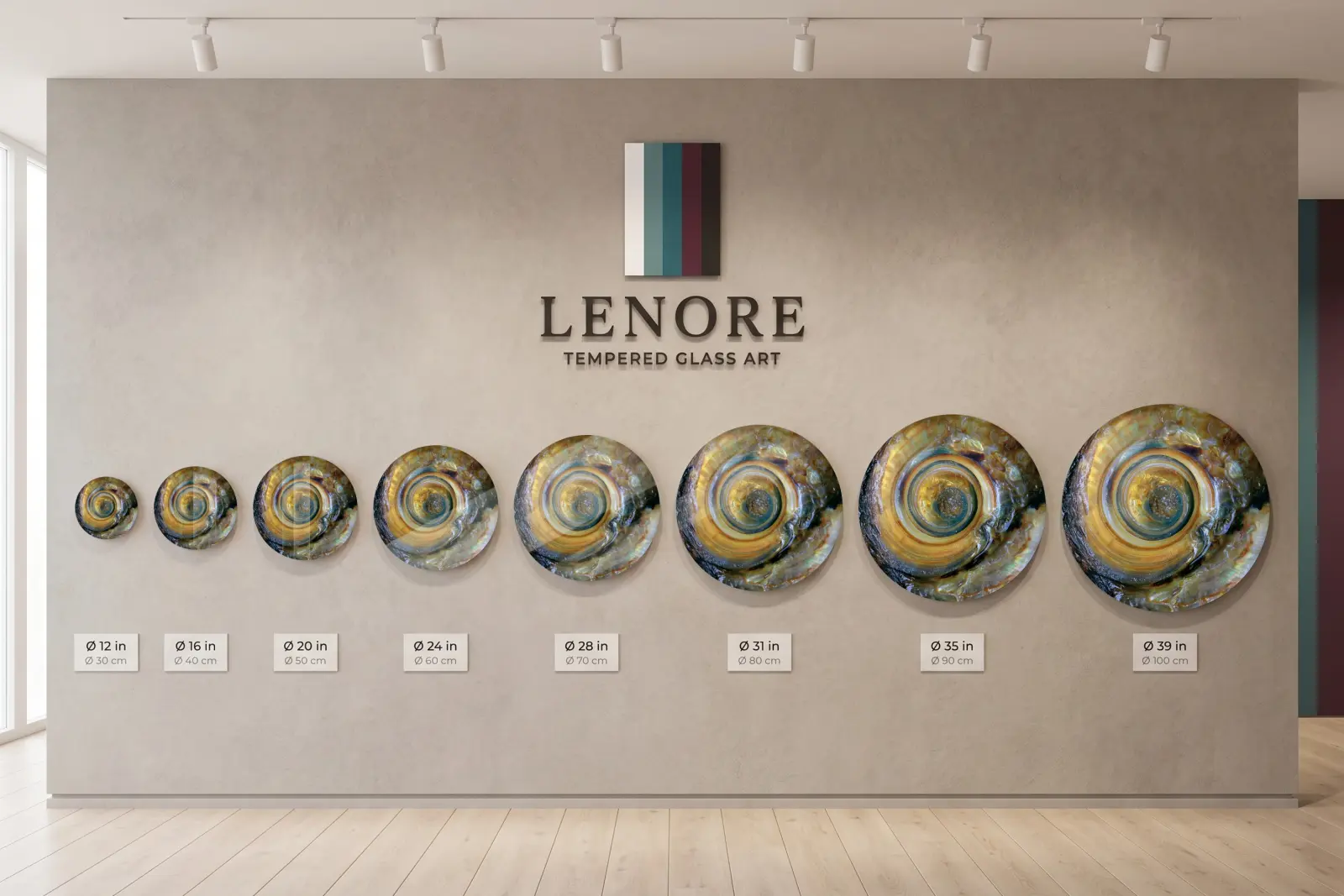 Abalone Shell Spiral Round Amber Nautilus | Glass Wall Art — 5