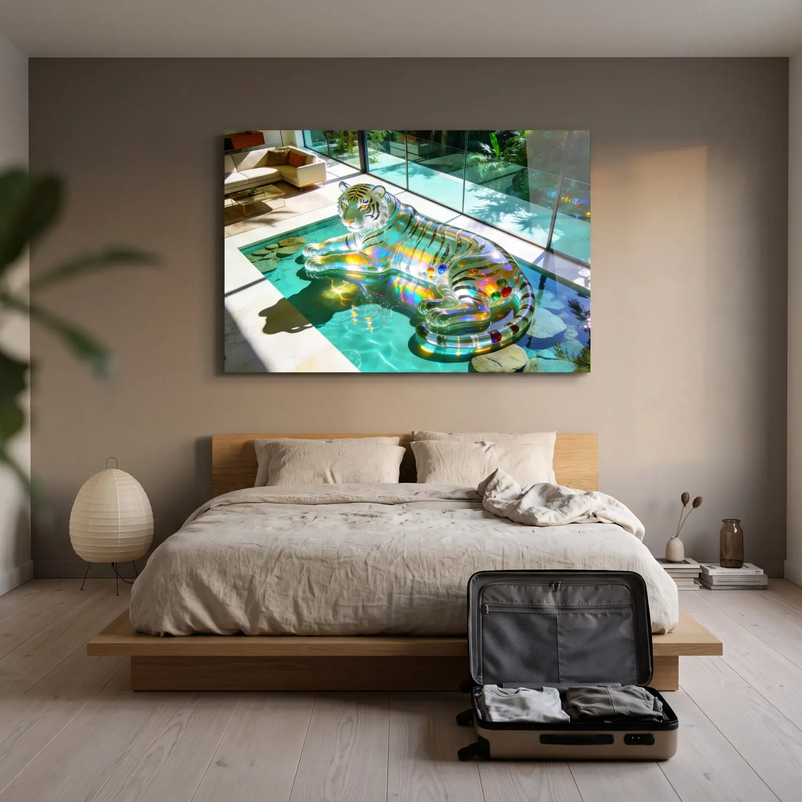 Crystal Tiger Wall Art Iridescent Jungle Big Cat | Glass Wall Art — 2