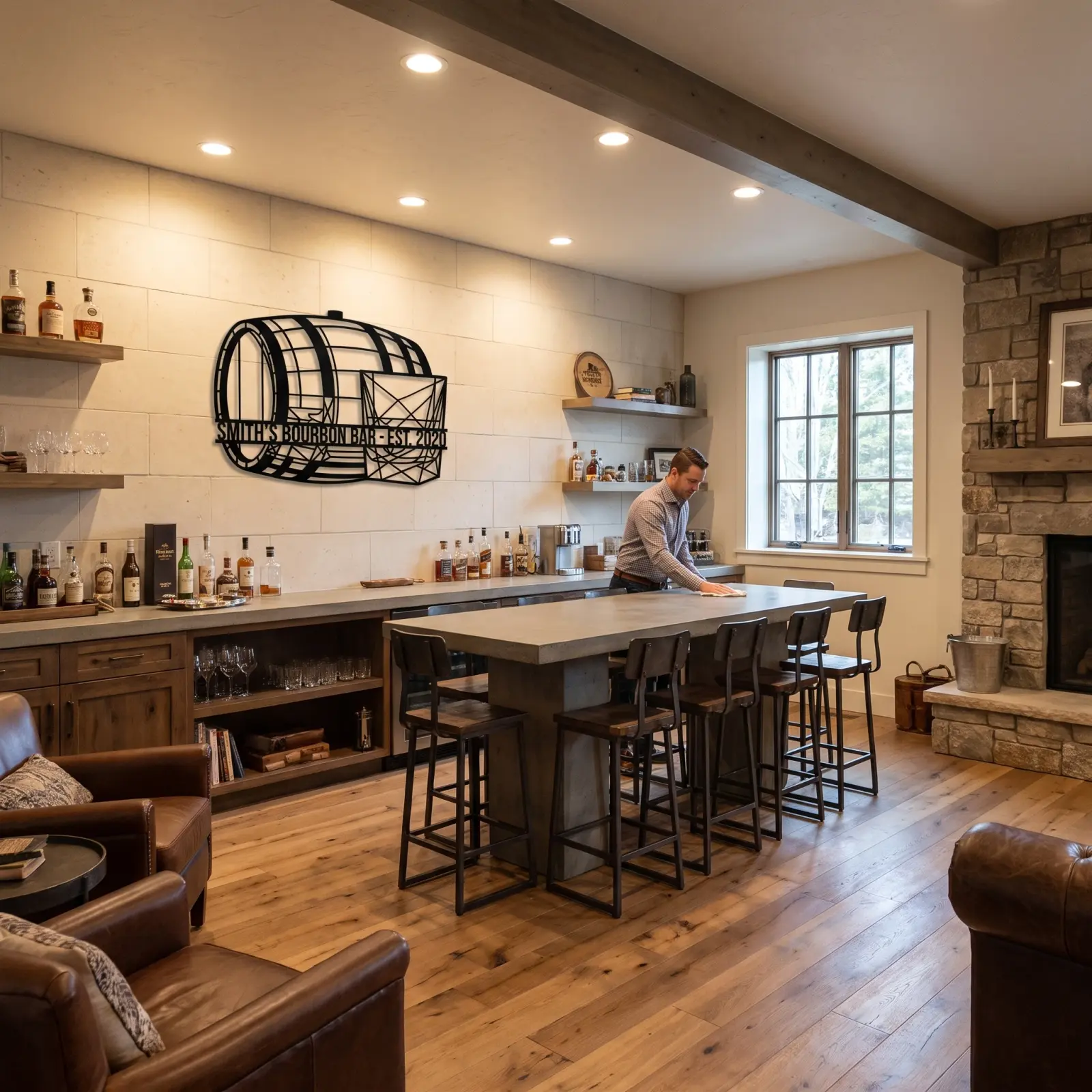 Custom Bourbon Bar Metal Sign – Personalized Whiskey Lounge Wall Art, Home Pub Decor — 3