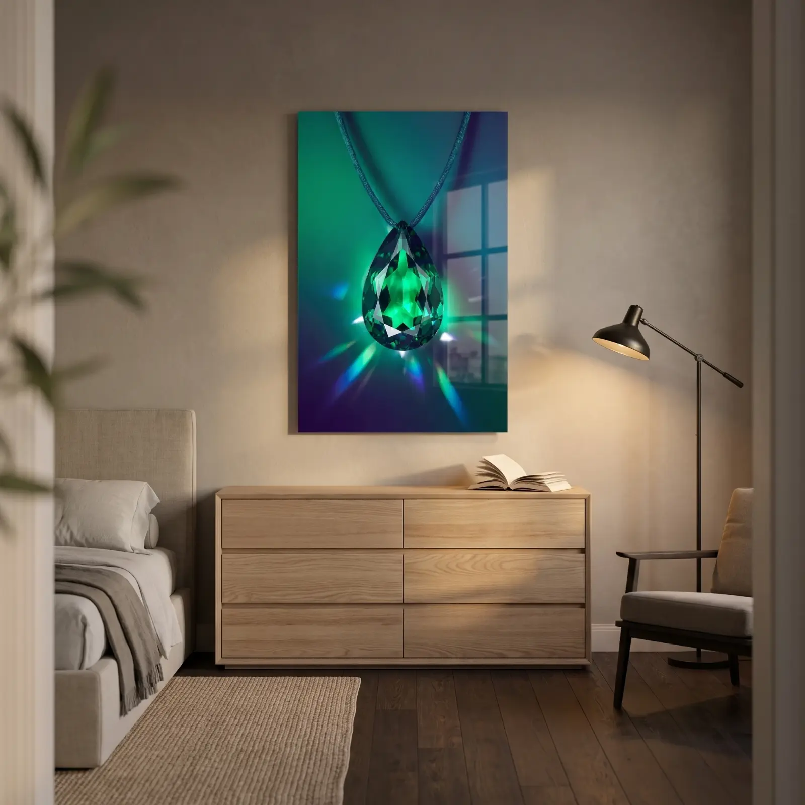 Emerald Gemstone Wall Art Green Jewel Macro | Glass Wall Art — 2