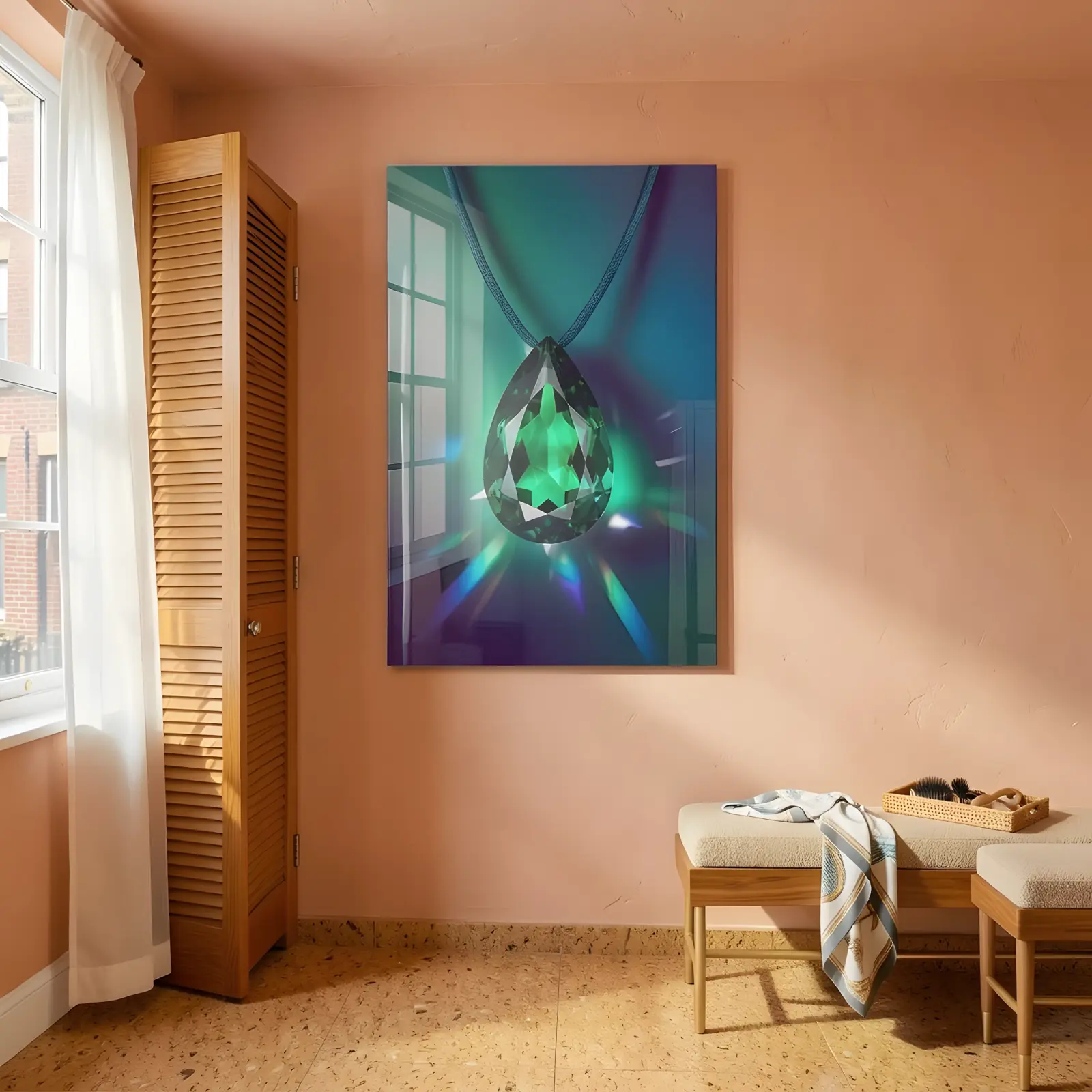 Emerald Gemstone Wall Art Green Jewel Macro | Glass Wall Art — 4