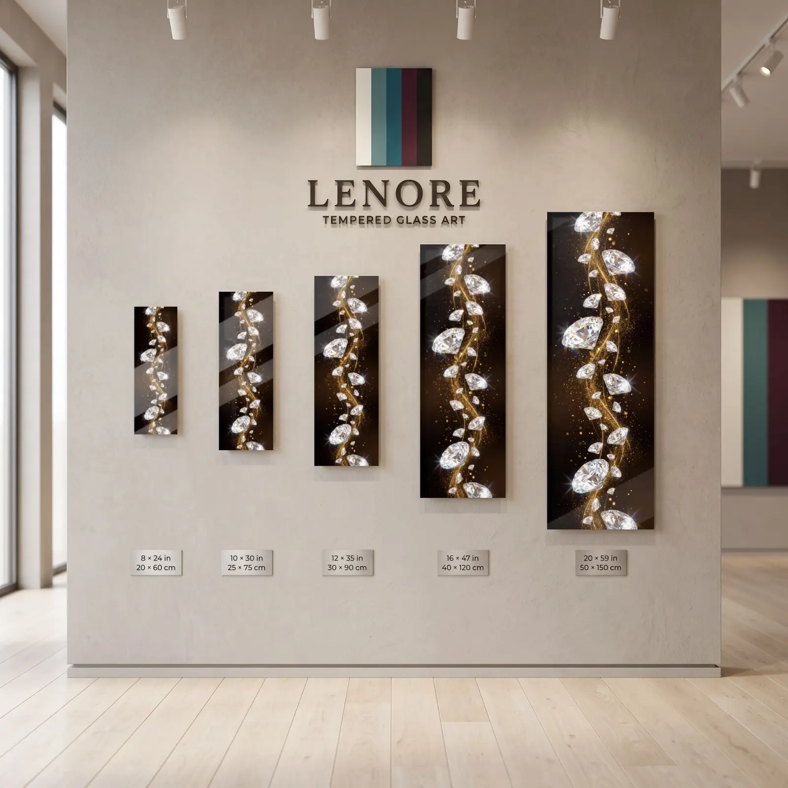Diamond Sparkle Gold Dust Vertical Panel | Tempered Glass Print — 5