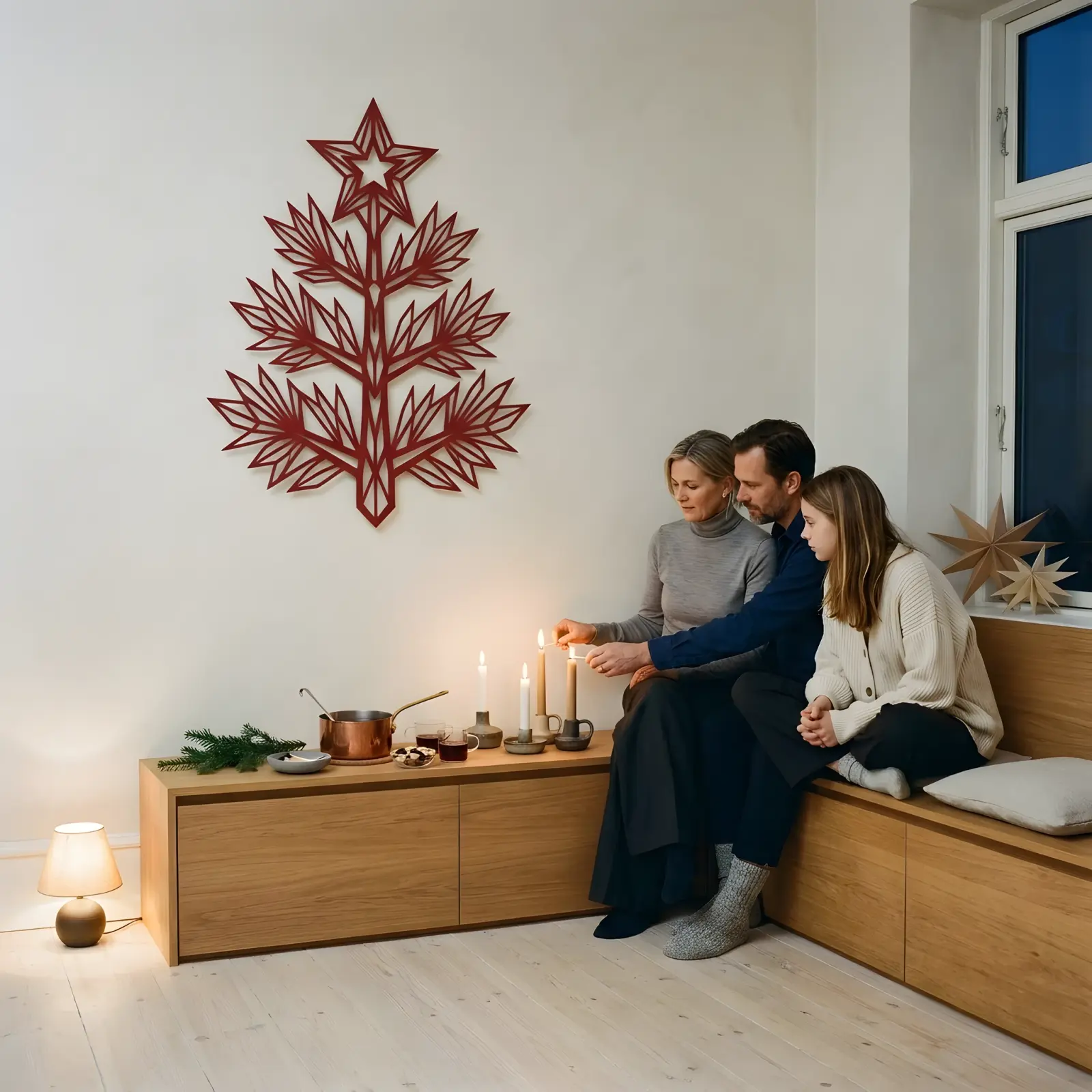 Christmas Tree Metal Wall Art – Prism Pine, Faceted Holiday Living Room Decor — 3