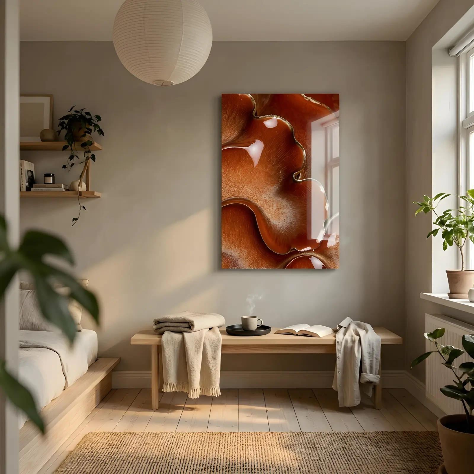 Terracotta Ceramic Glaze Abstract Wall Art | Tempered Glass Print — 2