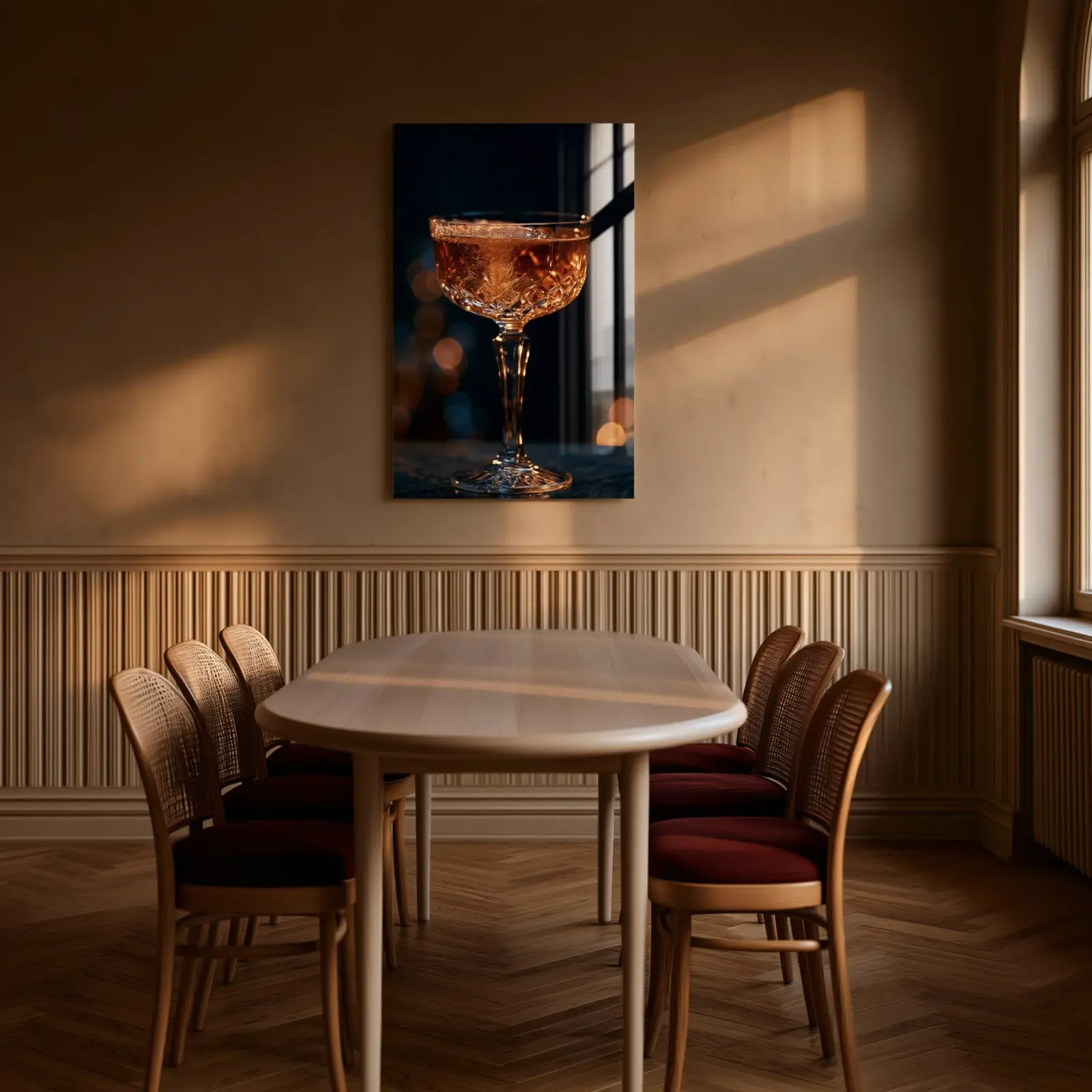 Cocktail Bar Wall Art Amber Coupe Moody Bokeh | Glass Wall Art — 5