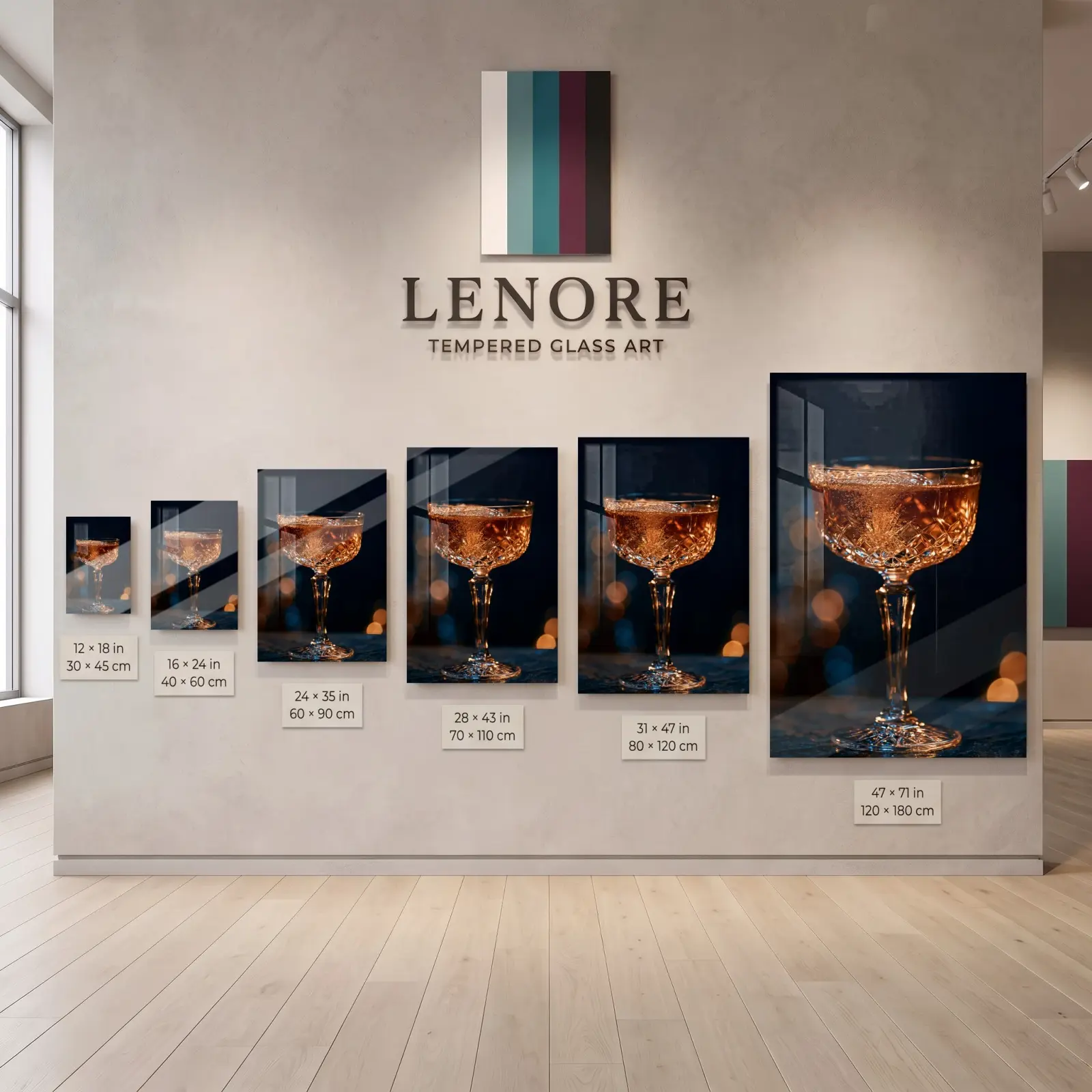 Cocktail Bar Wall Art Amber Coupe Moody Bokeh | Glass Wall Art — 8