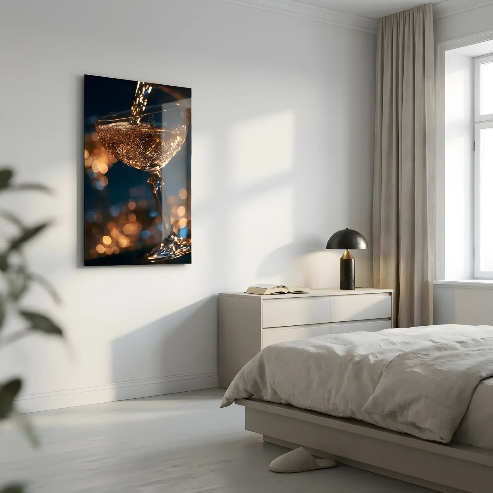 Champagne Glass Wall Art Bubbles Bokeh Macro | Glass Wall Decor — 2