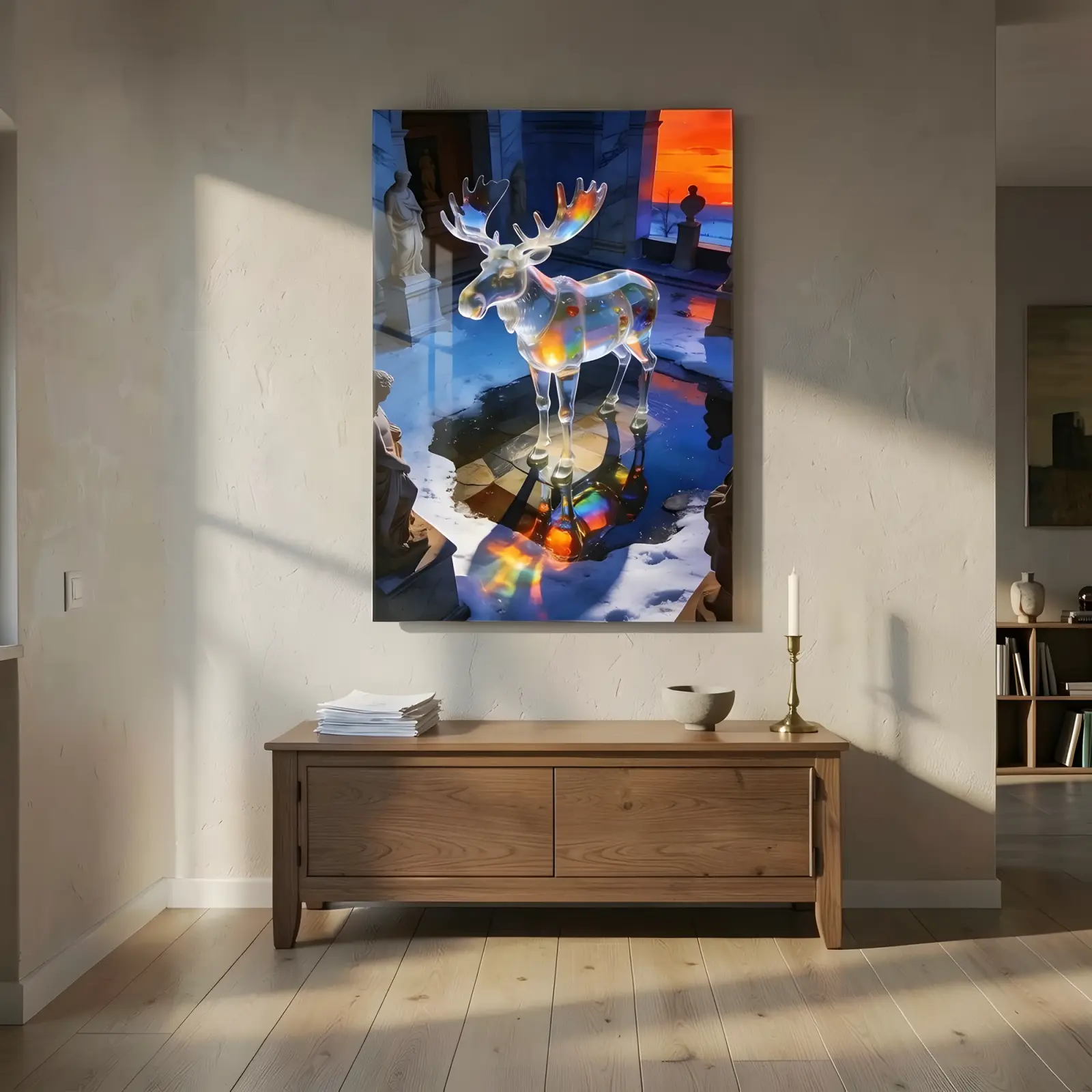 Crystal Moose Wall Art Prismatic Winter Sunset | Glass Wall Art — 4