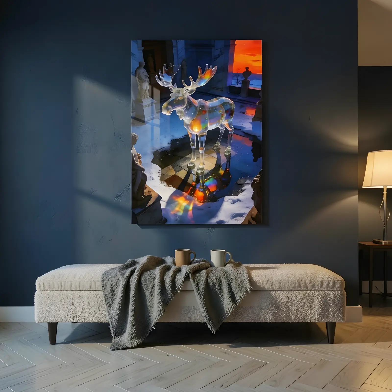 Crystal Moose Wall Art Prismatic Winter Sunset | Glass Wall Art — 5