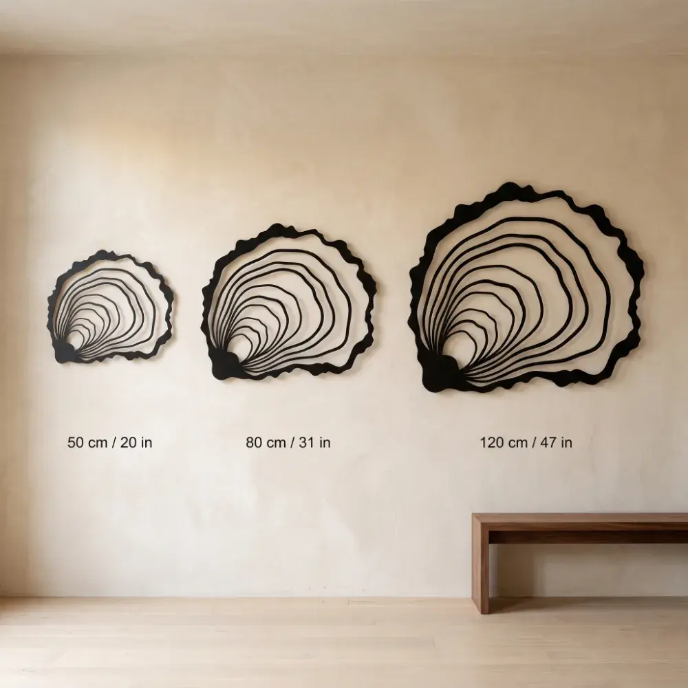 Oyster Shell Metal LED Wall Art – Tidal Bloom, Coastal Living Room Decor — 11