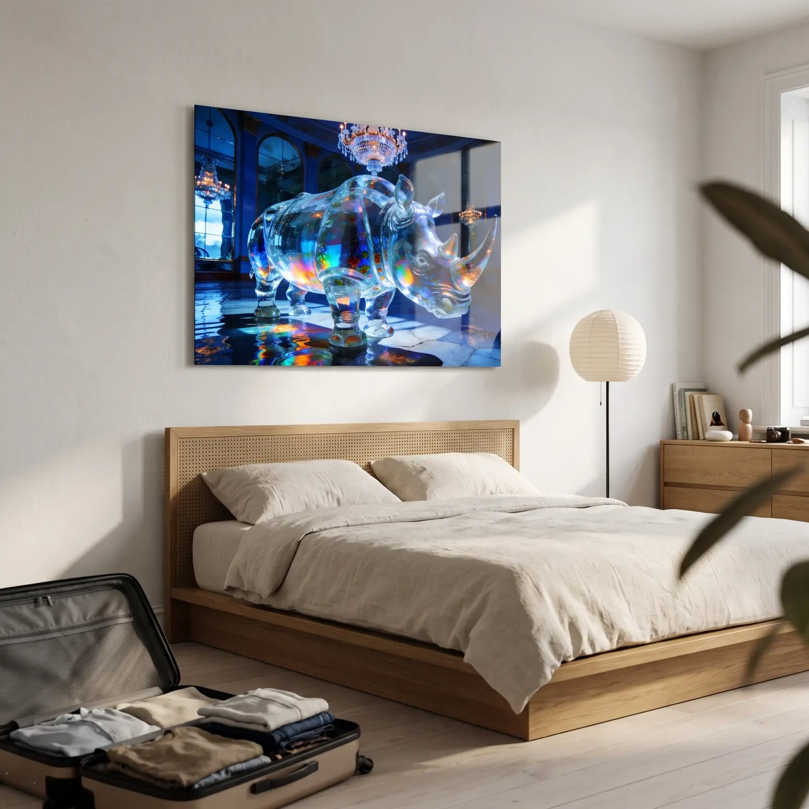 Glass Rhino Wall Art Prismatic Surreal Animal | Glass Wall Art — 2