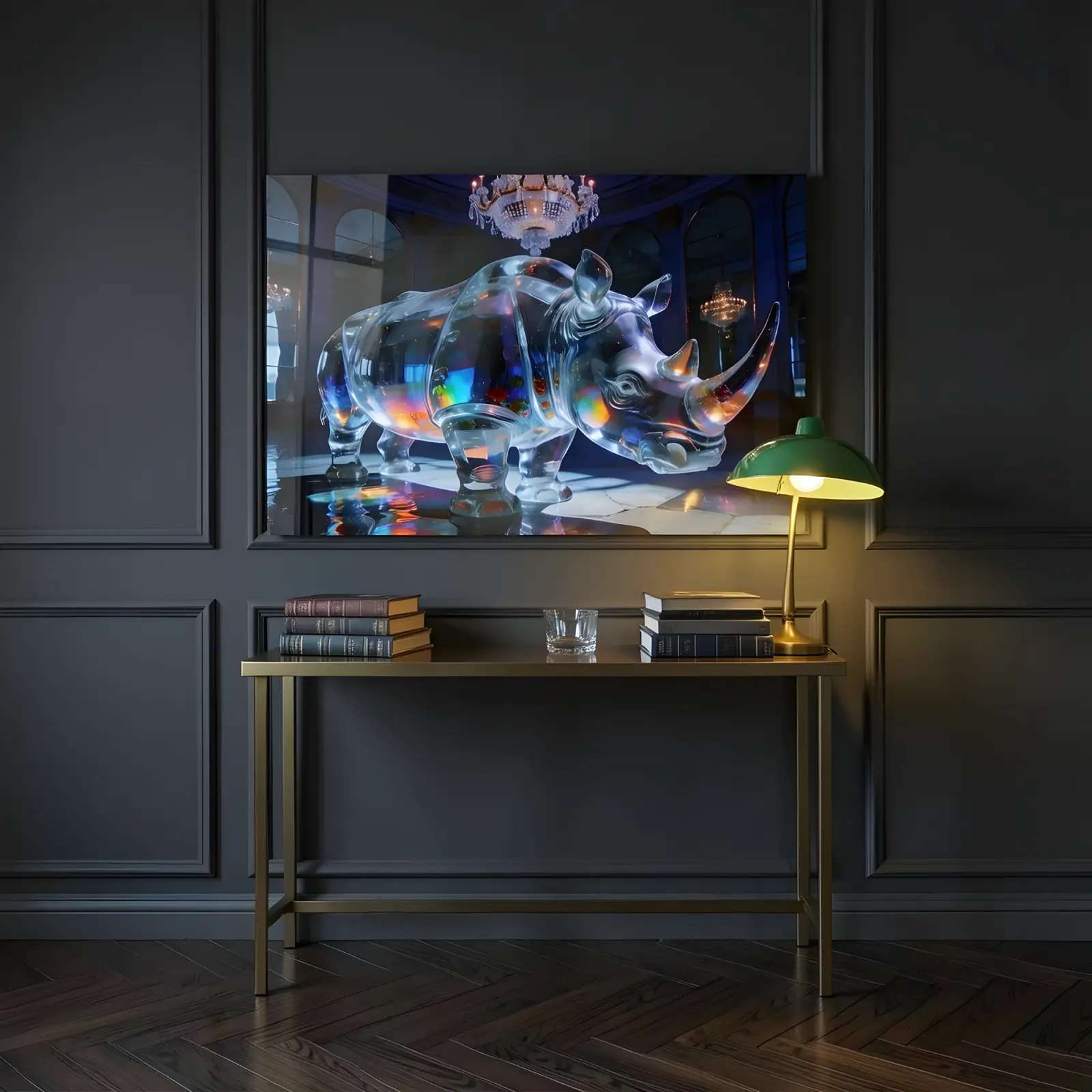 Glass Rhino Wall Art Prismatic Surreal Animal | Glass Wall Art — 5