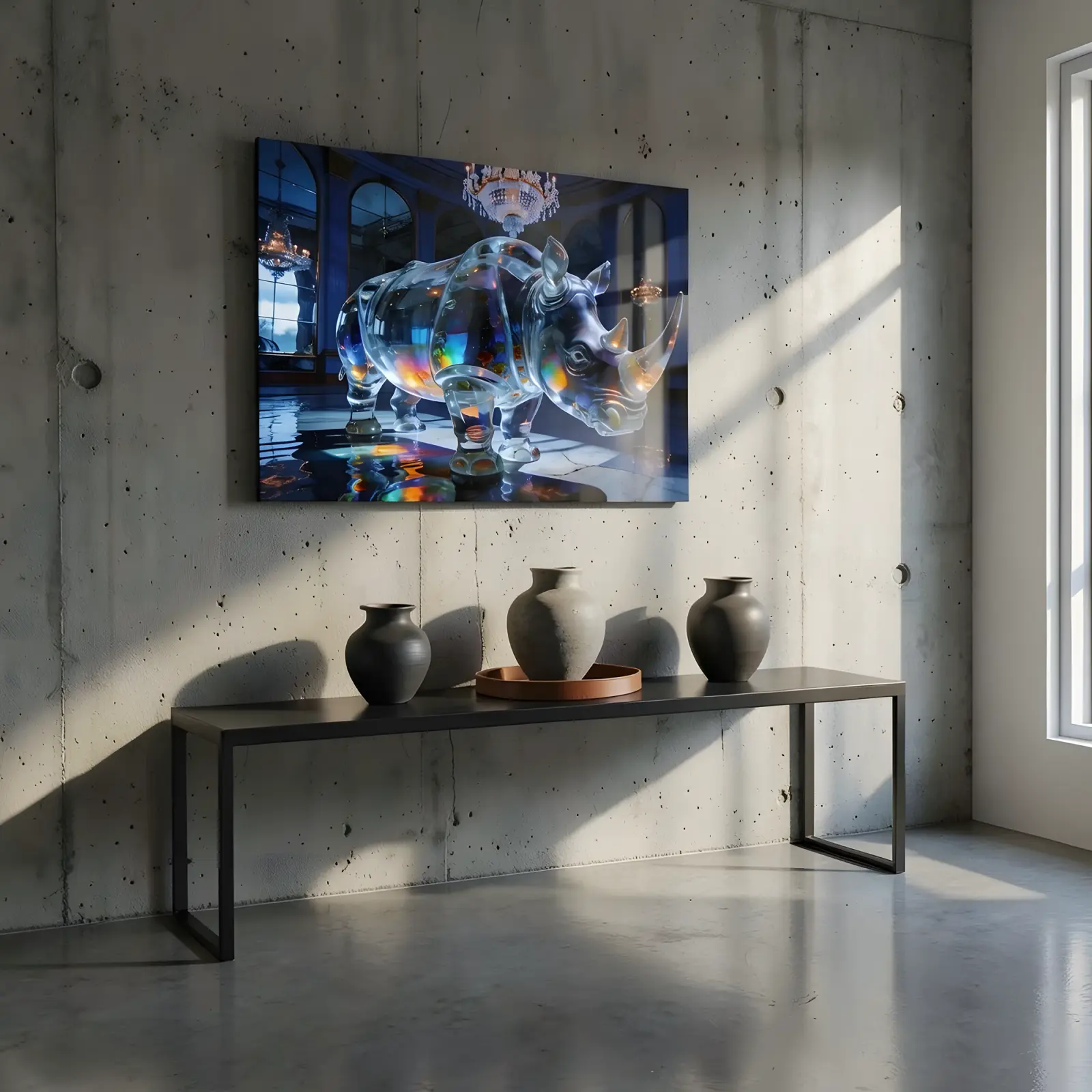 Glass Rhino Wall Art Prismatic Surreal Animal | Glass Wall Art — 7