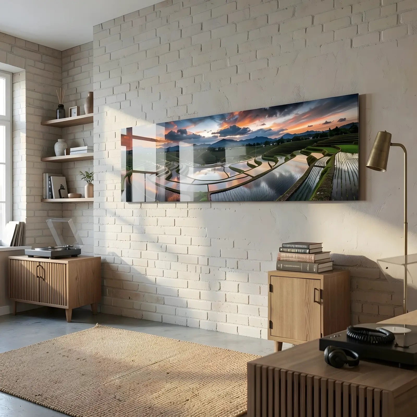 Rice Terrace Sunset Panoramic Landscape | Glass Wall Art — 5