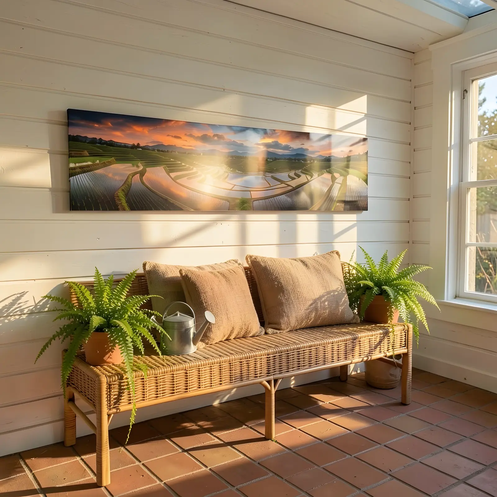 Rice Terrace Sunset Panoramic Landscape | Glass Wall Art — 7