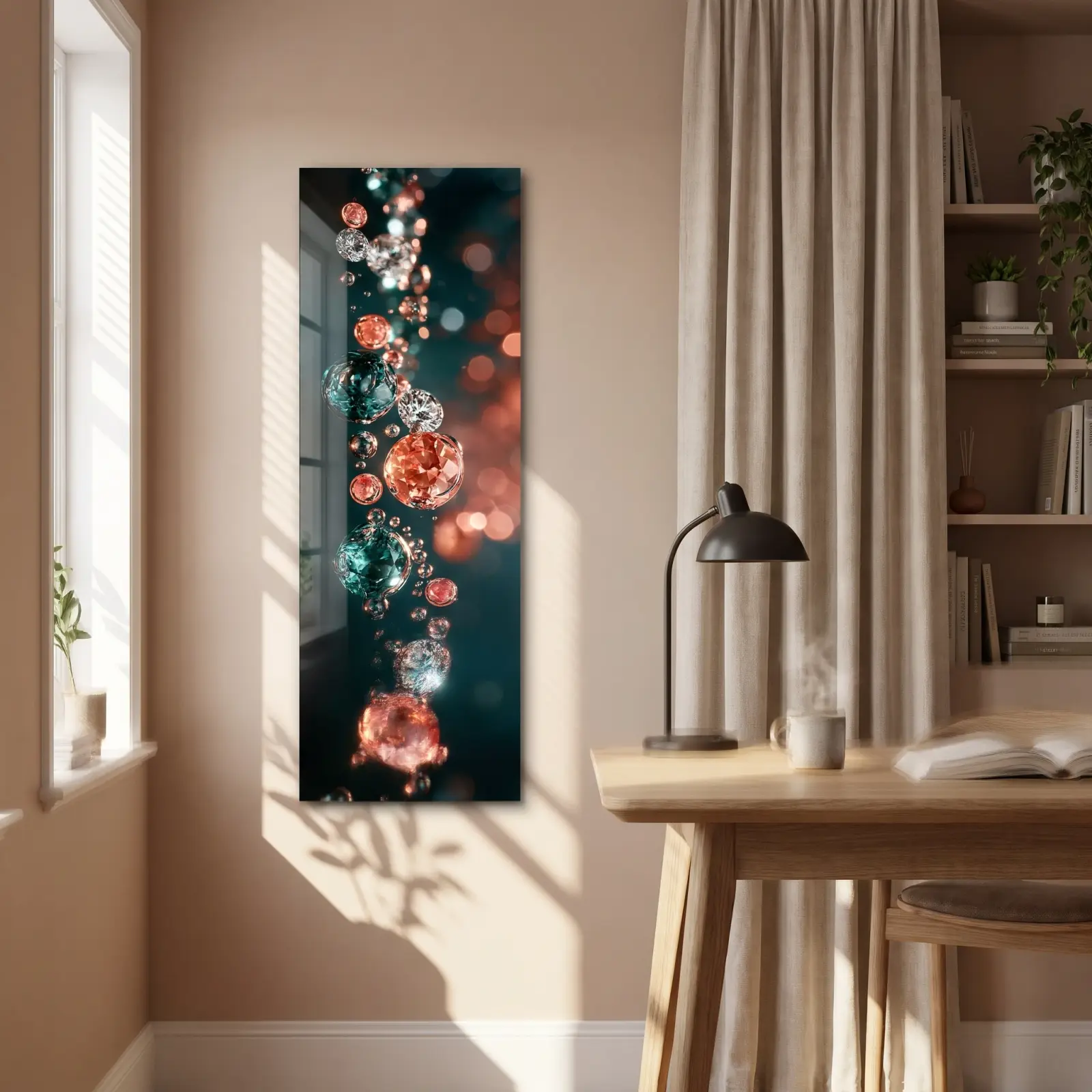 Jewel Tone Glass Wall Art Coral Teal Gemstones | Glass Wall Decor — 4