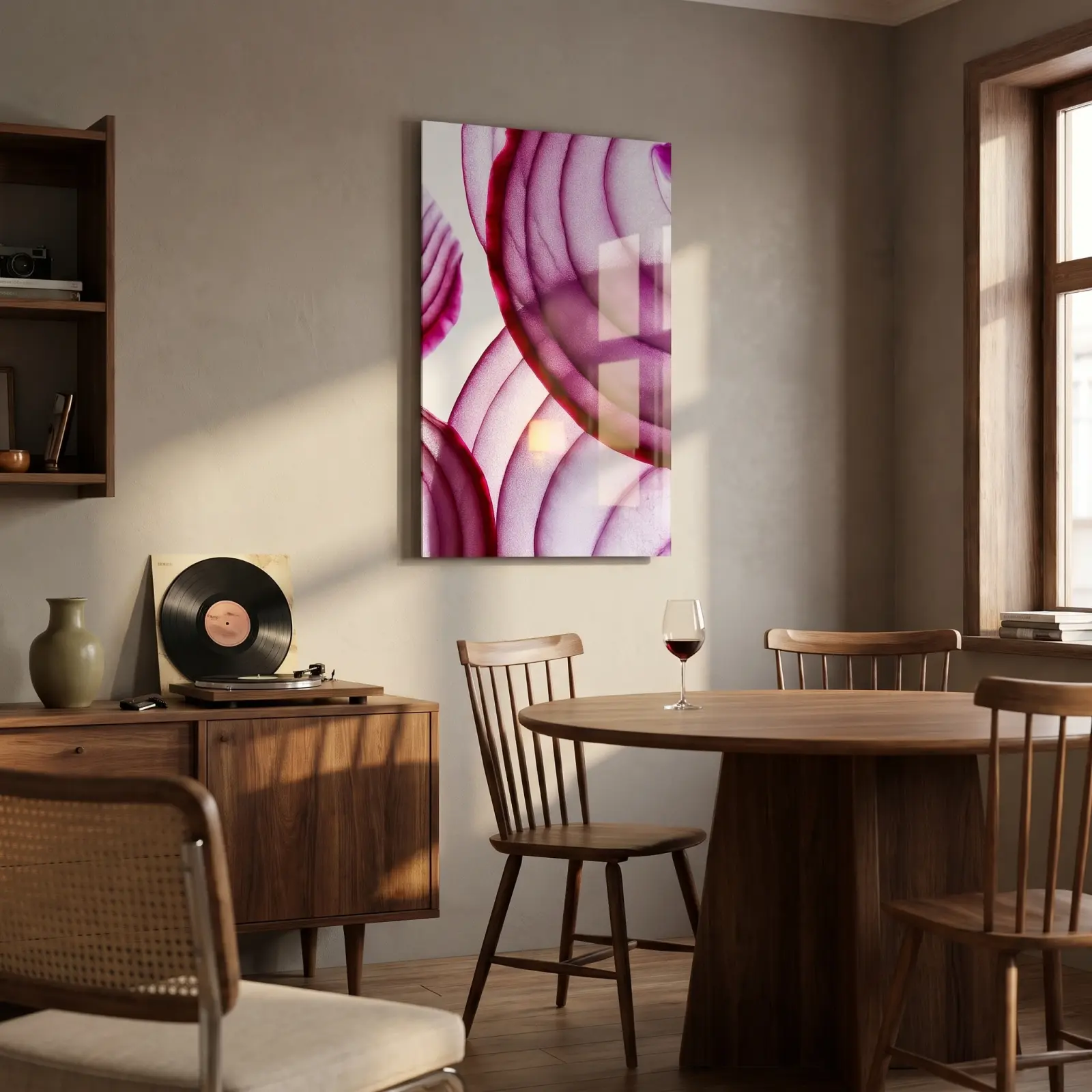 Red Onion Macro Kitchen Art Magenta Botanical | Glass Wall Art — 2