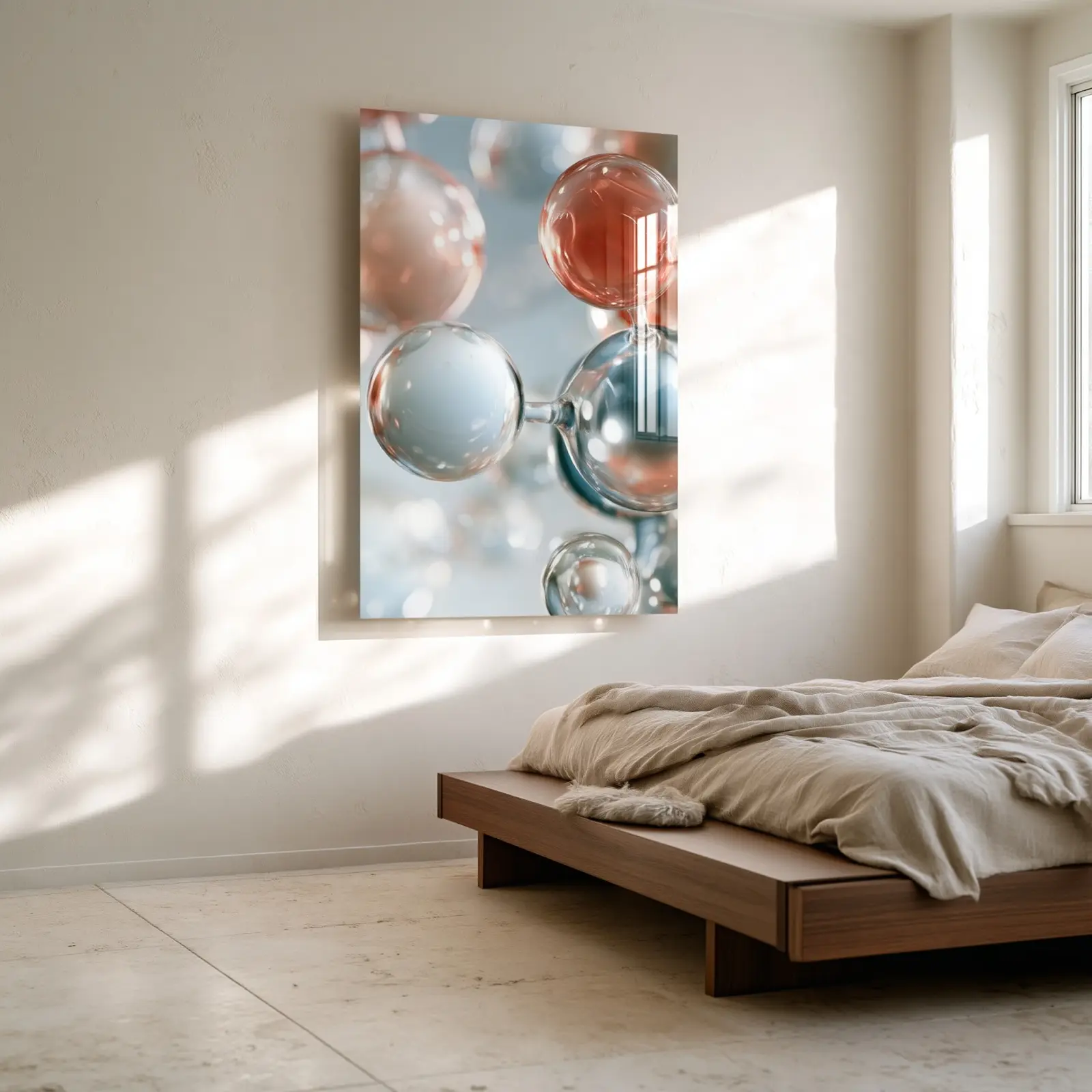 Glass Sphere Molecule Art Soft Coral Blue | Glass Wall Art — 3